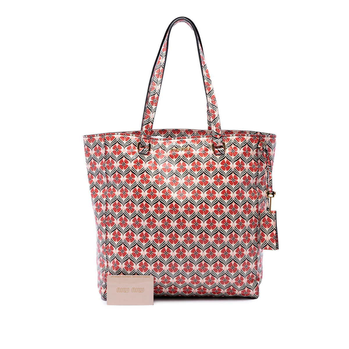 Miu Miu Leather Madras Floral Tote