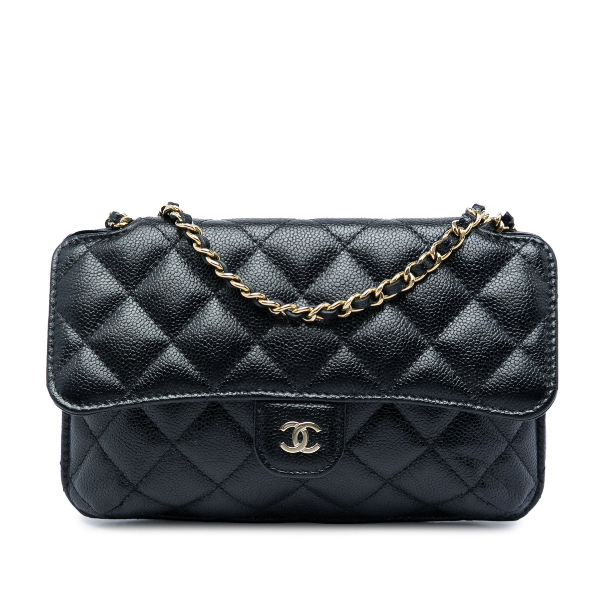 Chanel Nylon Graffiti Foldable Shopping Tote in Caviar Flap — Black