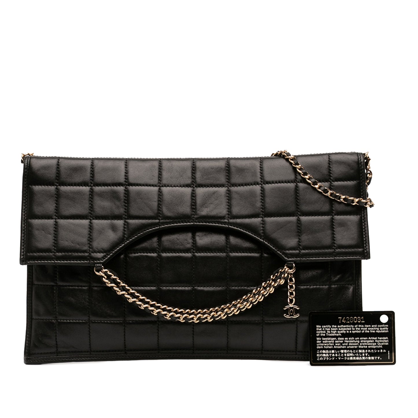 Chanel CC Chocolate Bar Lambskin Fold Down Envelope Shoulder Bag