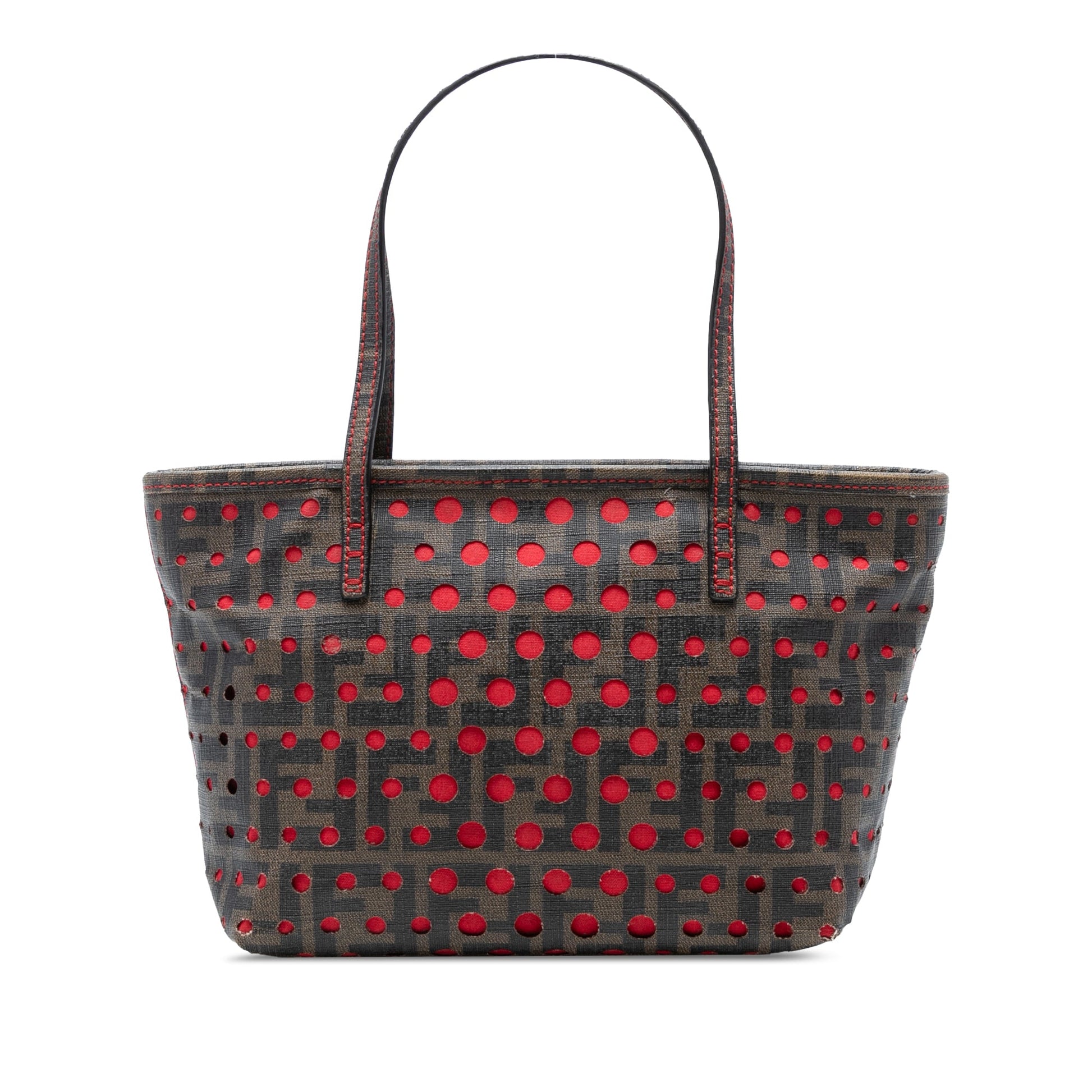 Fendi Small Perforated Zucca Spalmati Roll Tote