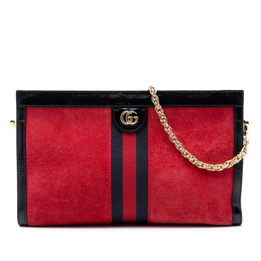 Gucci Medium Suede Web Ophidia Chain Shoulder Bag