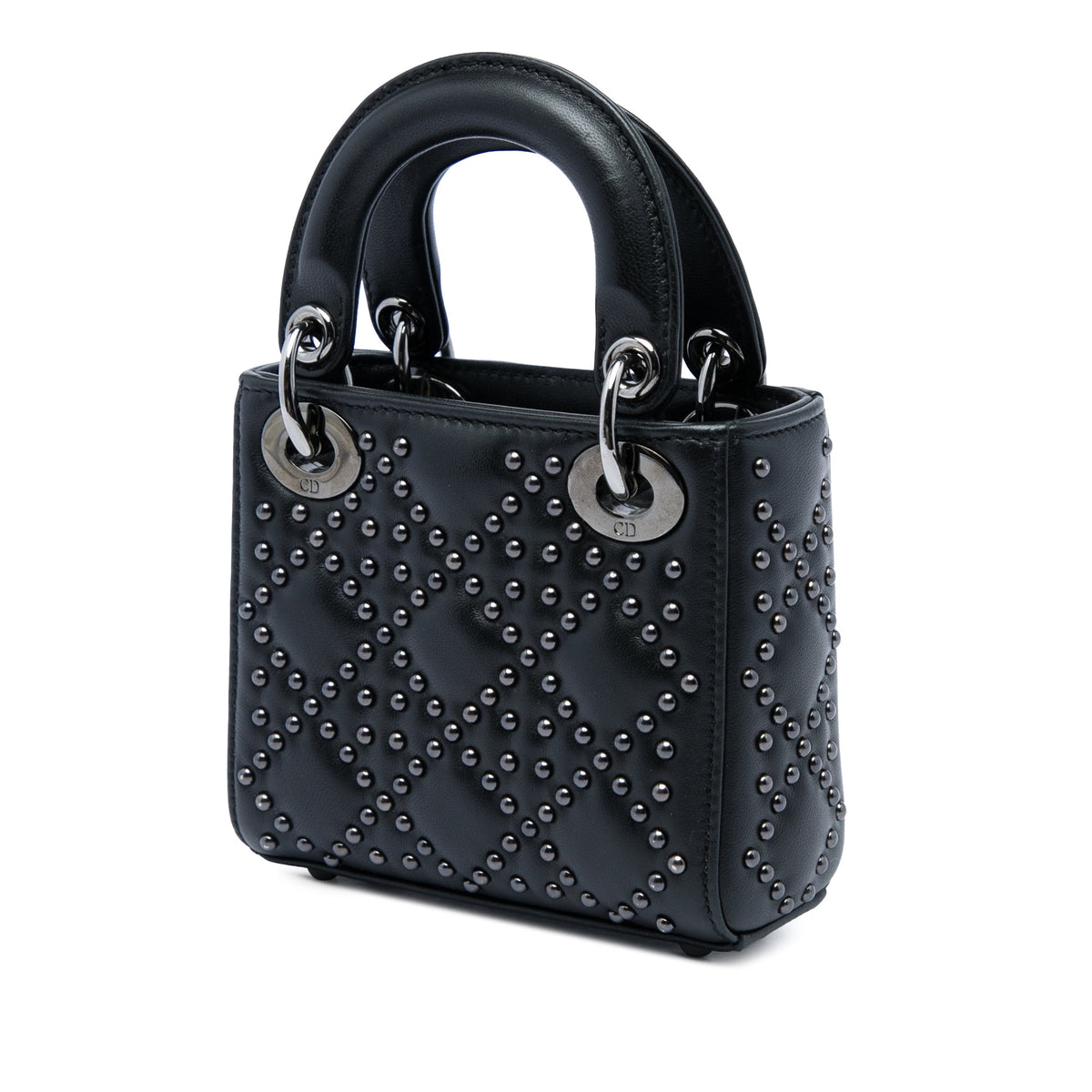 Dior Micro Lambskin Cannage Studded Supple Lady Dior — Black