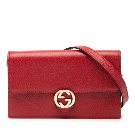 Gucci Leather Interlocking G Dollar Wallet on Chain