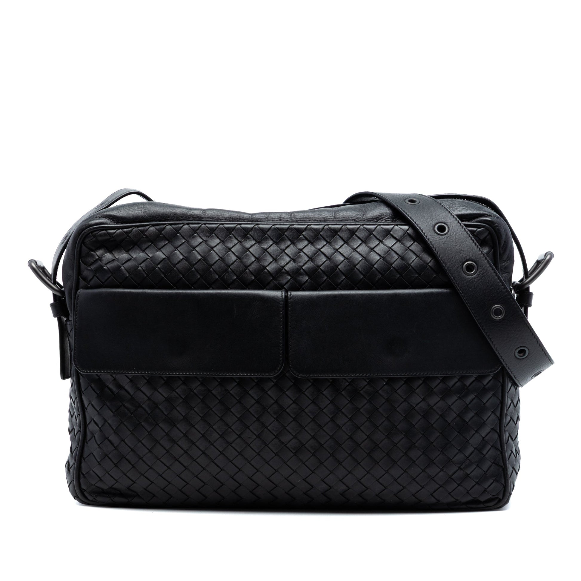 Nappa Intrecciato Front Pocket Messenger Bag