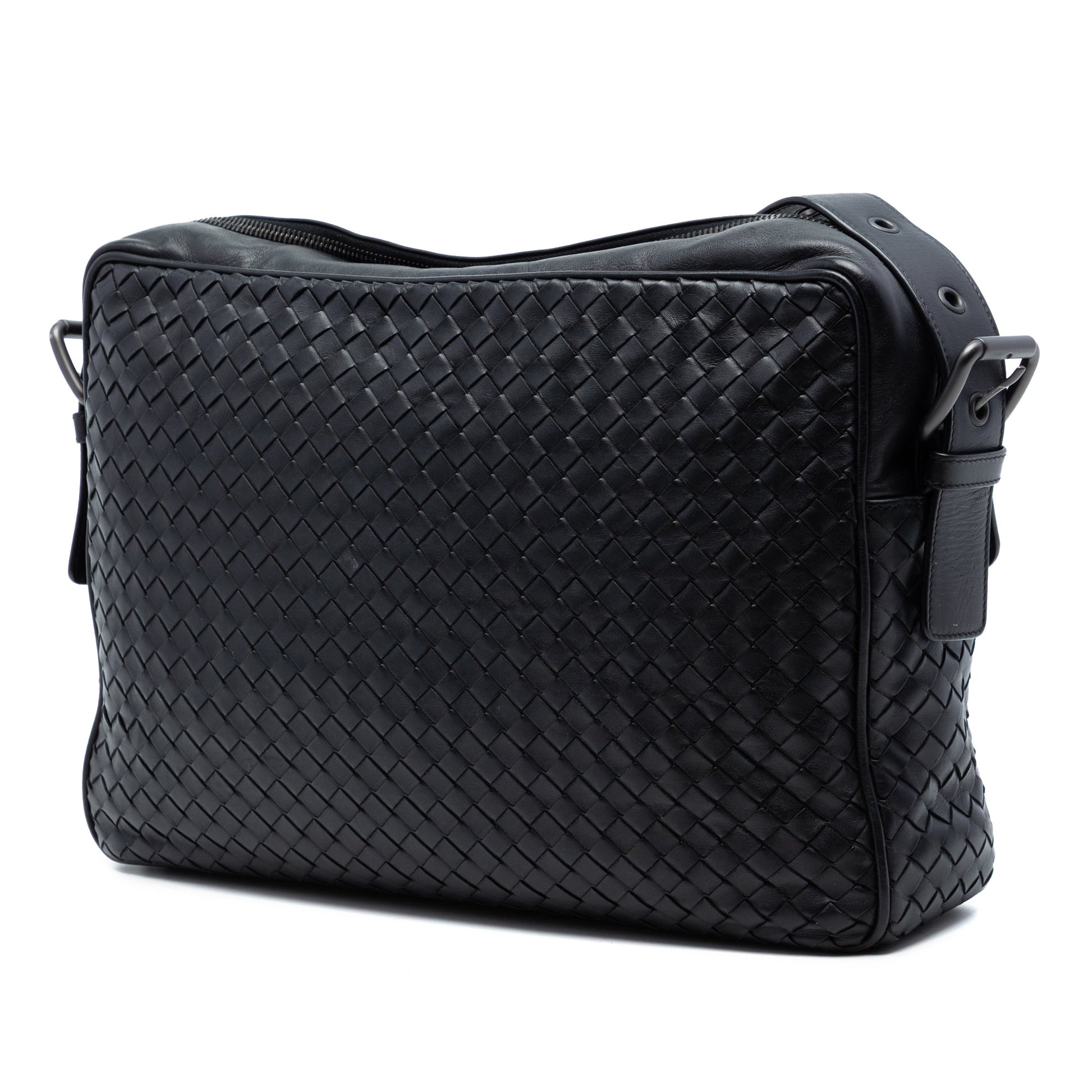 Nappa Intrecciato Front Pocket Messenger Bag