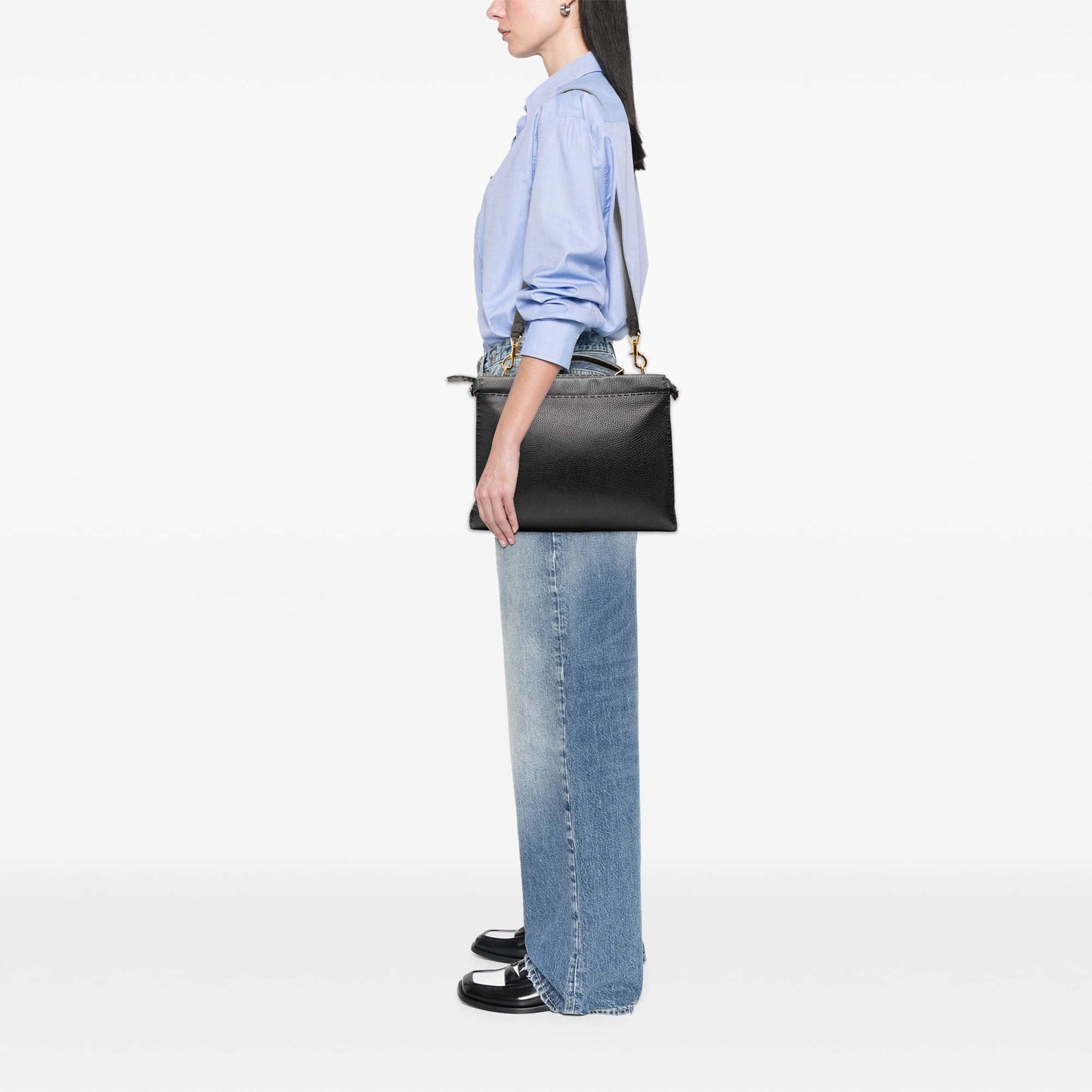 Fendi Large Leather Selleria Monster Peekaboo Iconic Fit Bag