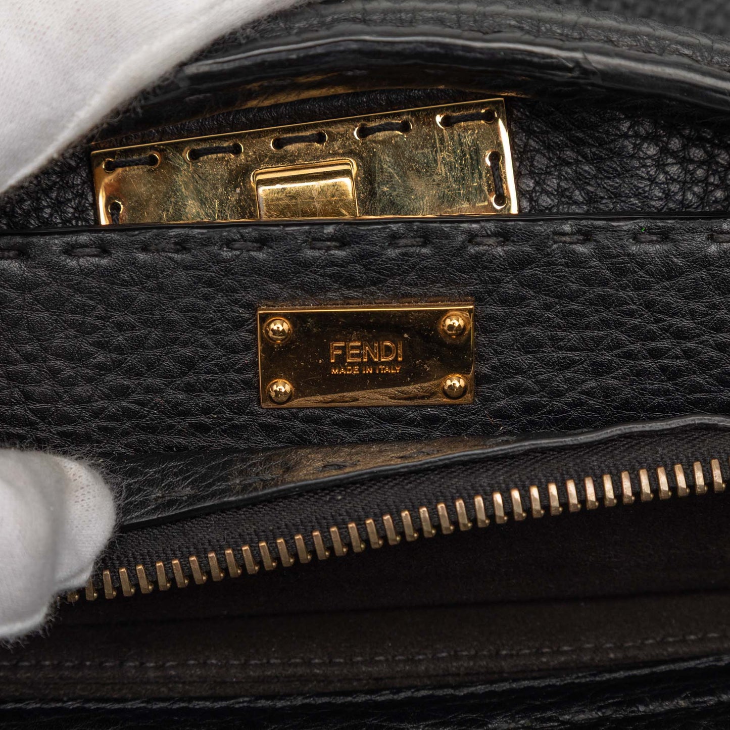 Fendi Large Leather Selleria Monster Peekaboo Iconic Fit Bag