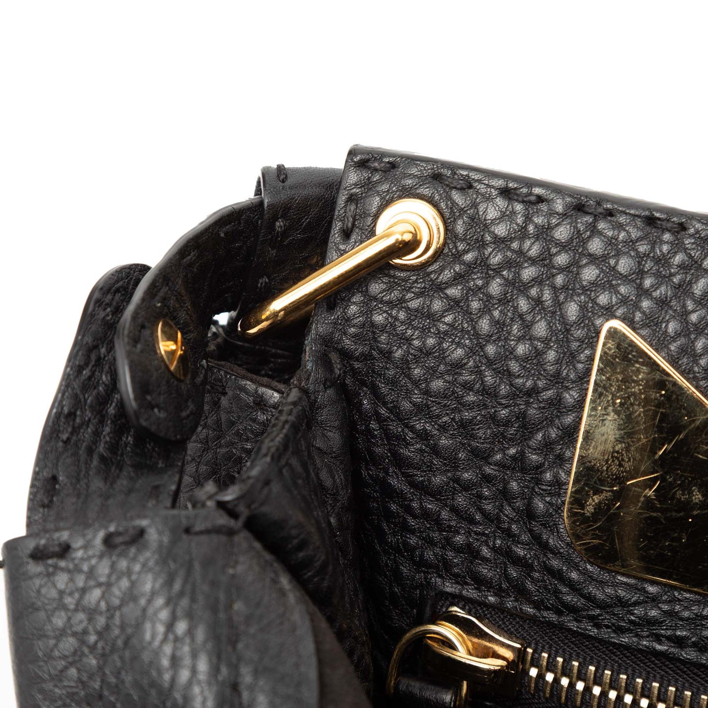 Fendi Large Leather Selleria Monster Peekaboo Iconic Fit Bag