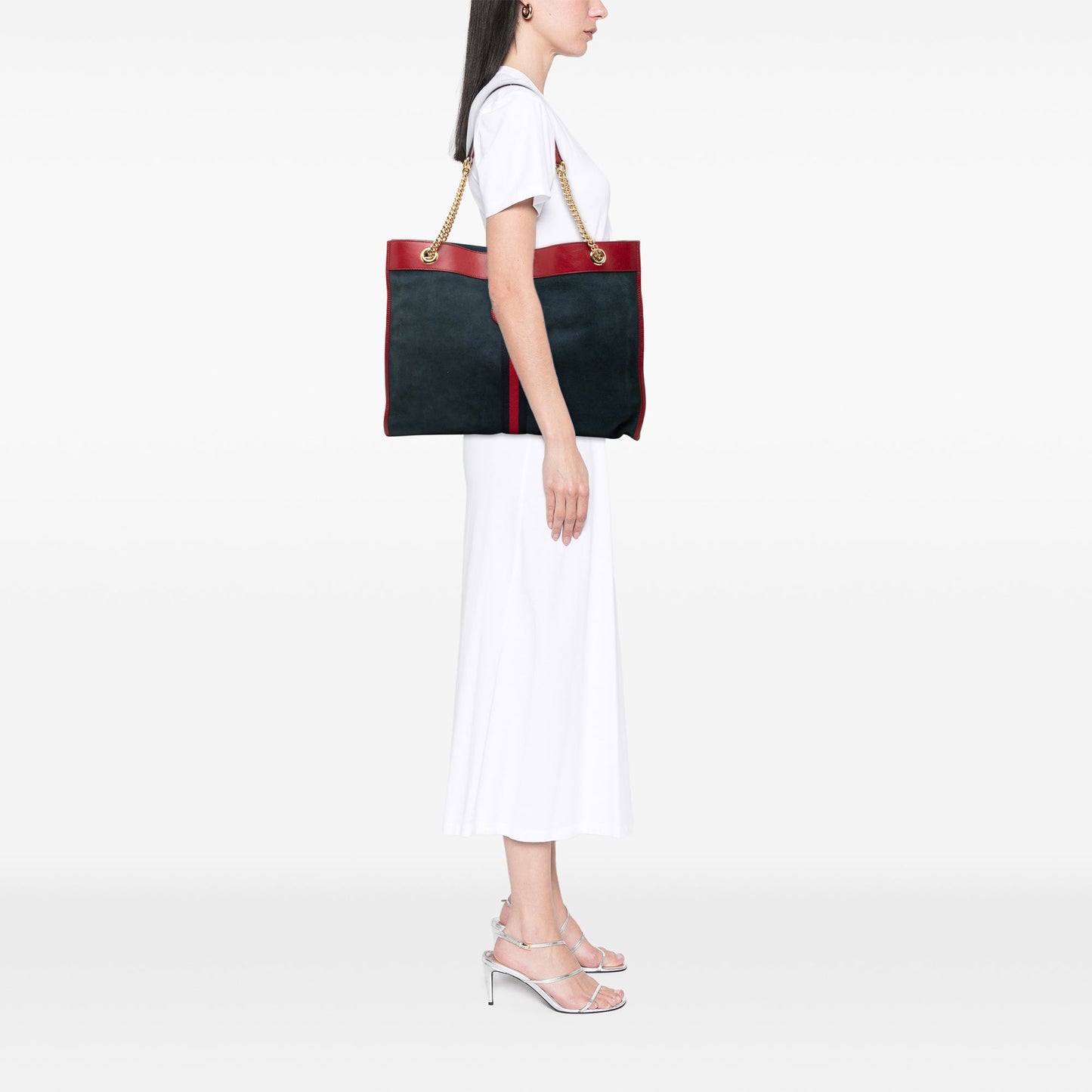 Gucci Large Web Suede Rajah Tote