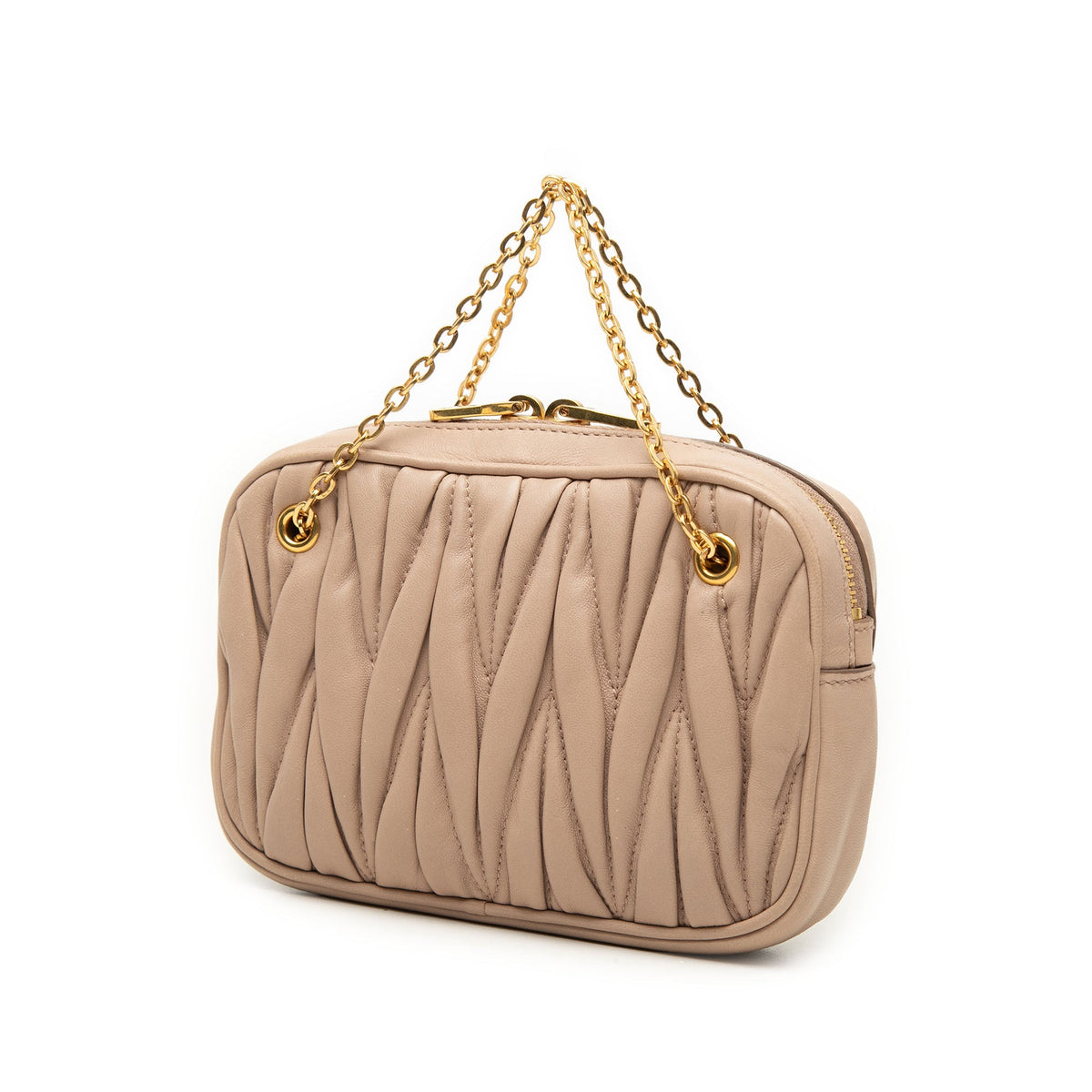 Miu Miu Matelasse Nappa Pouch with Chain