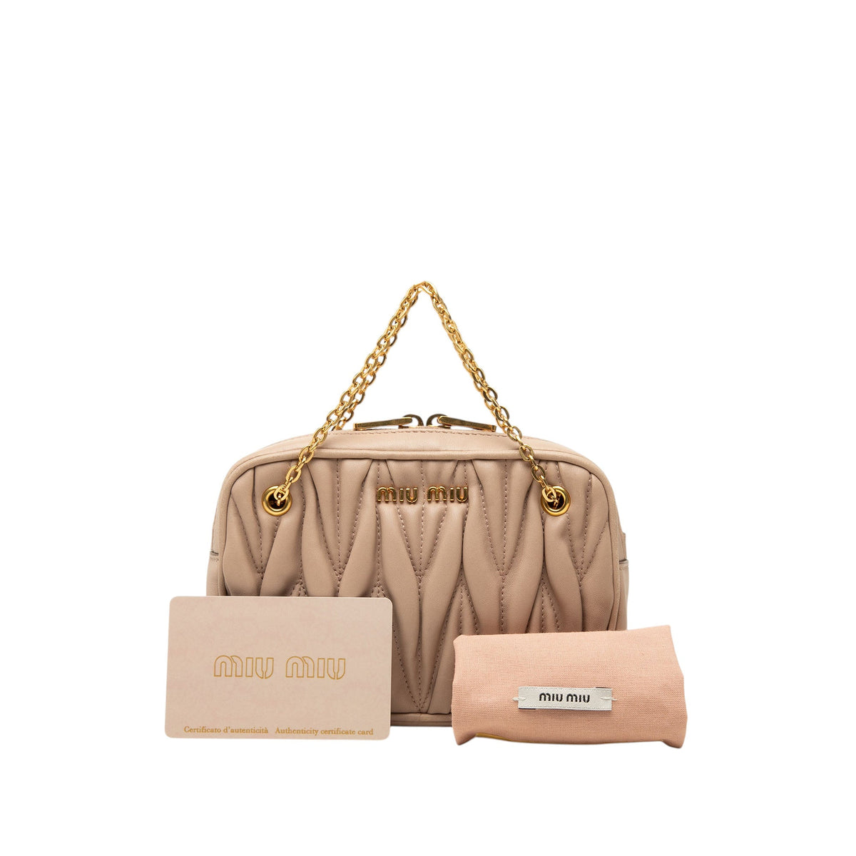 Miu Miu Matelasse Nappa Pouch with Chain