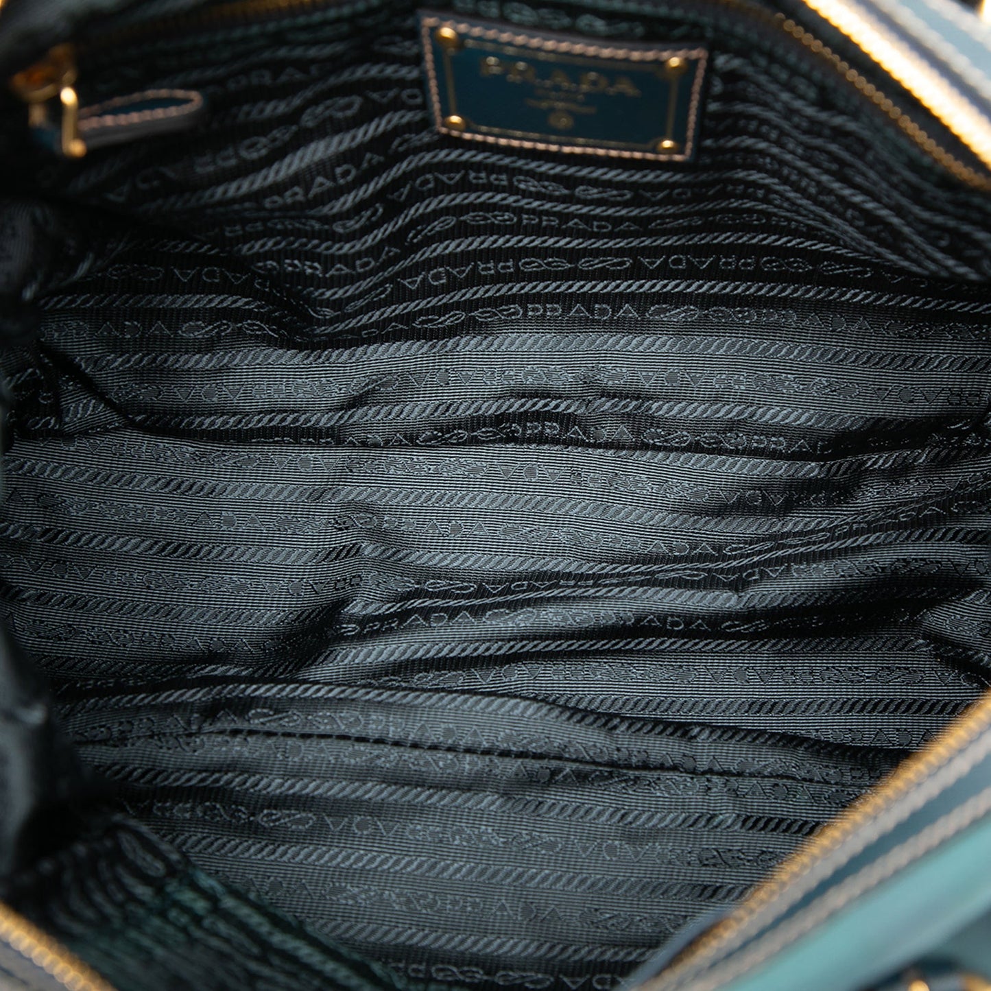 Prada Saffiano Trimmed Tessuto Logo Satchel