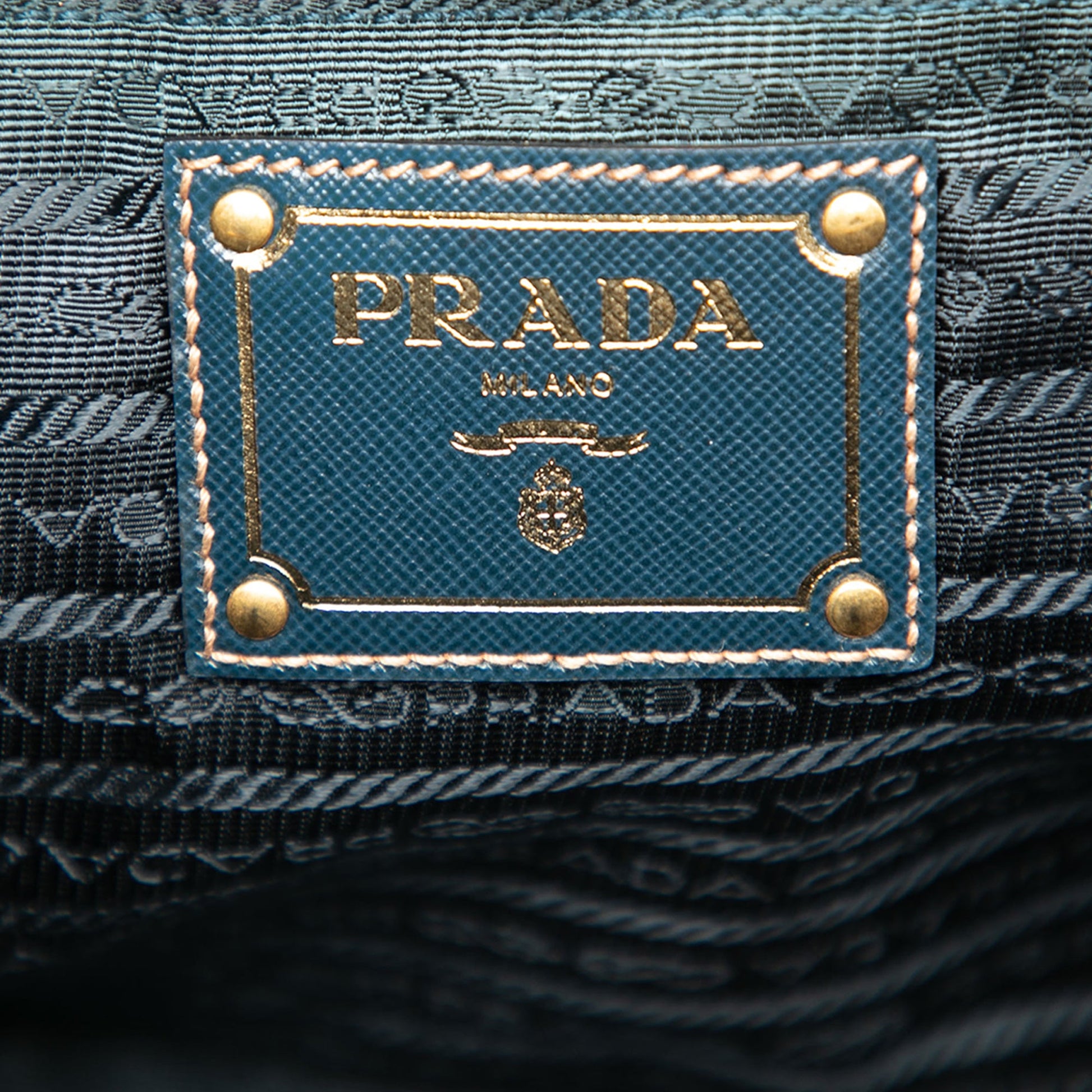 Prada Saffiano Trimmed Tessuto Logo Satchel