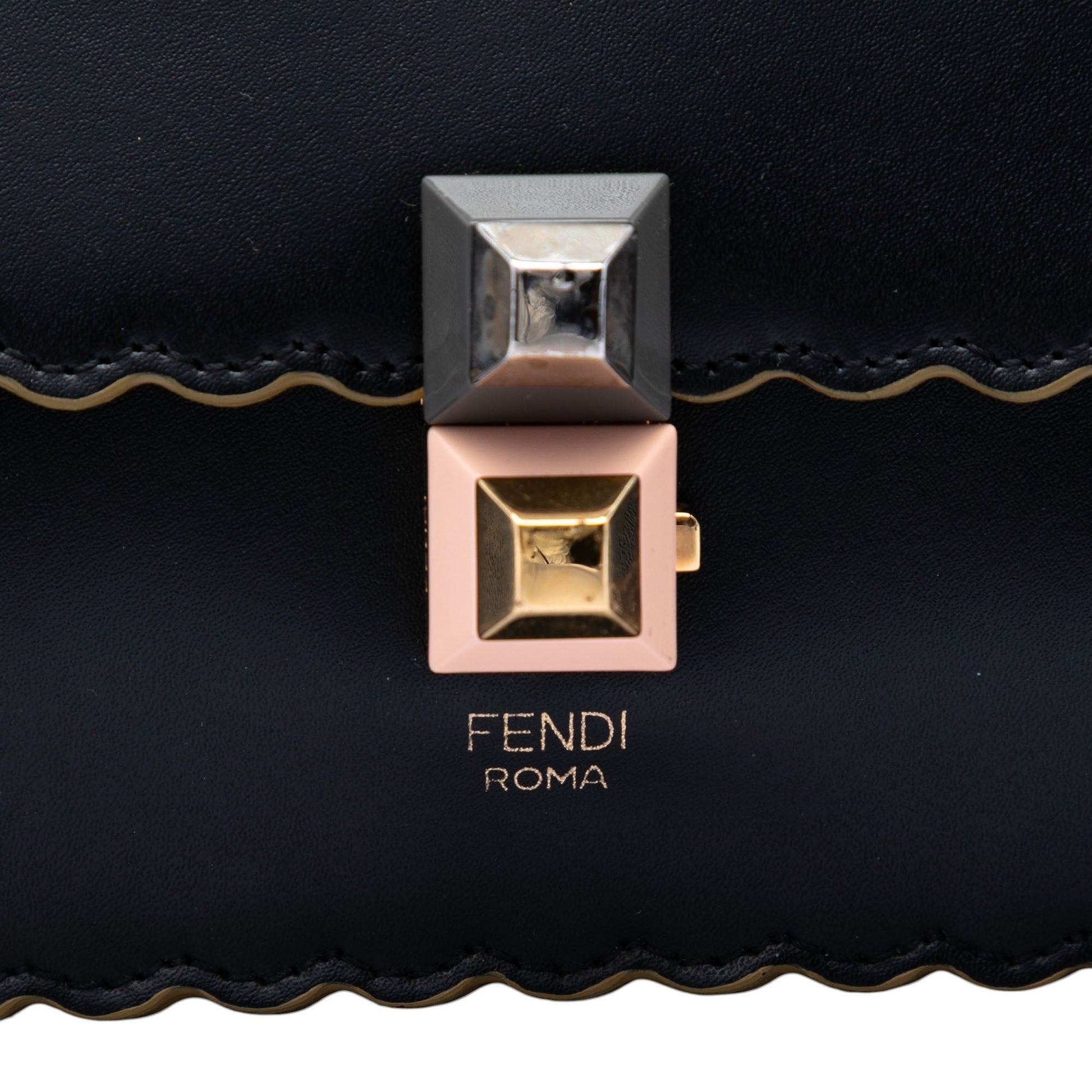 Fendi Small Scalloped Leather Kan I Crossbody