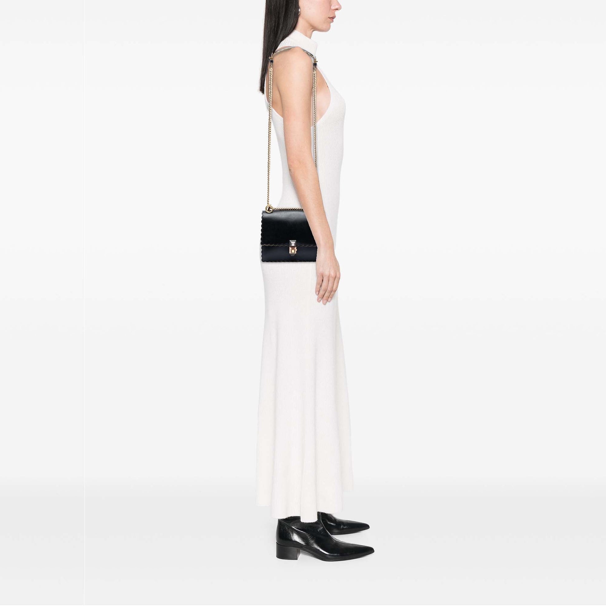 Fendi Small Scalloped Leather Kan I Crossbody