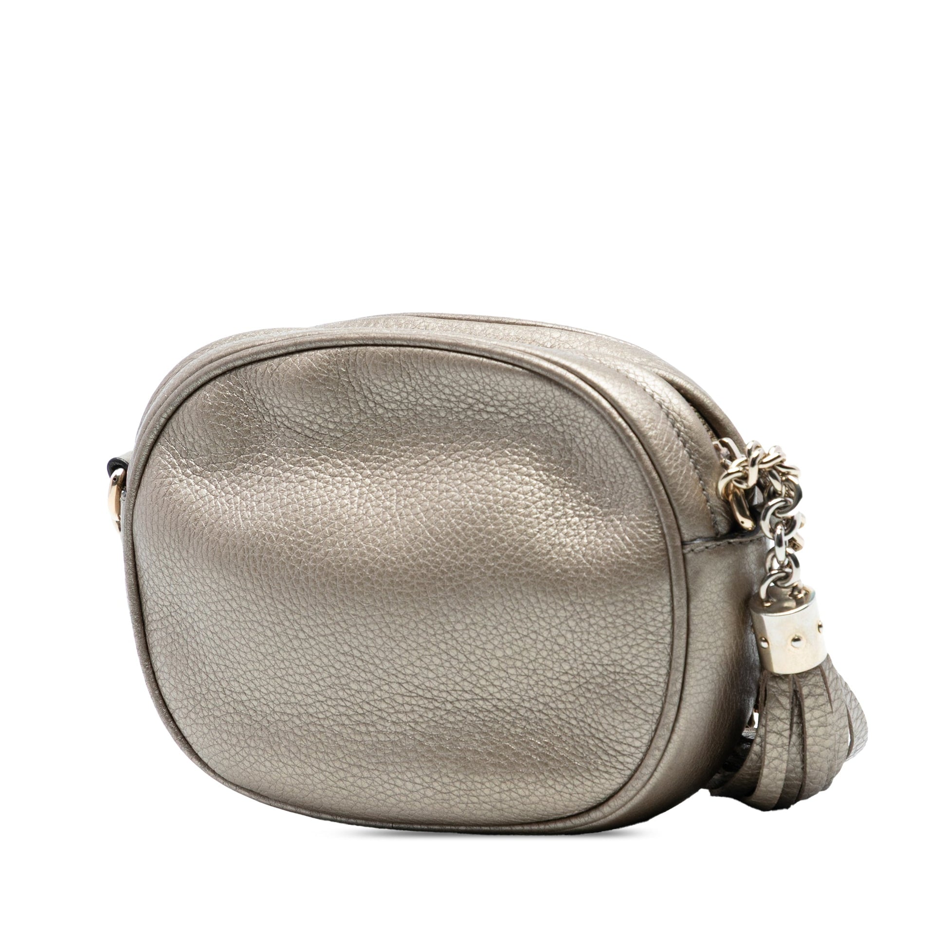 Gucci Mini Metallic Pebbled Calfskin Soho Chain Crossbody
