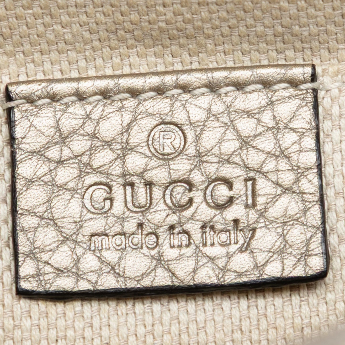 Gucci Mini Metallic Pebbled Calfskin Soho Chain Crossbody