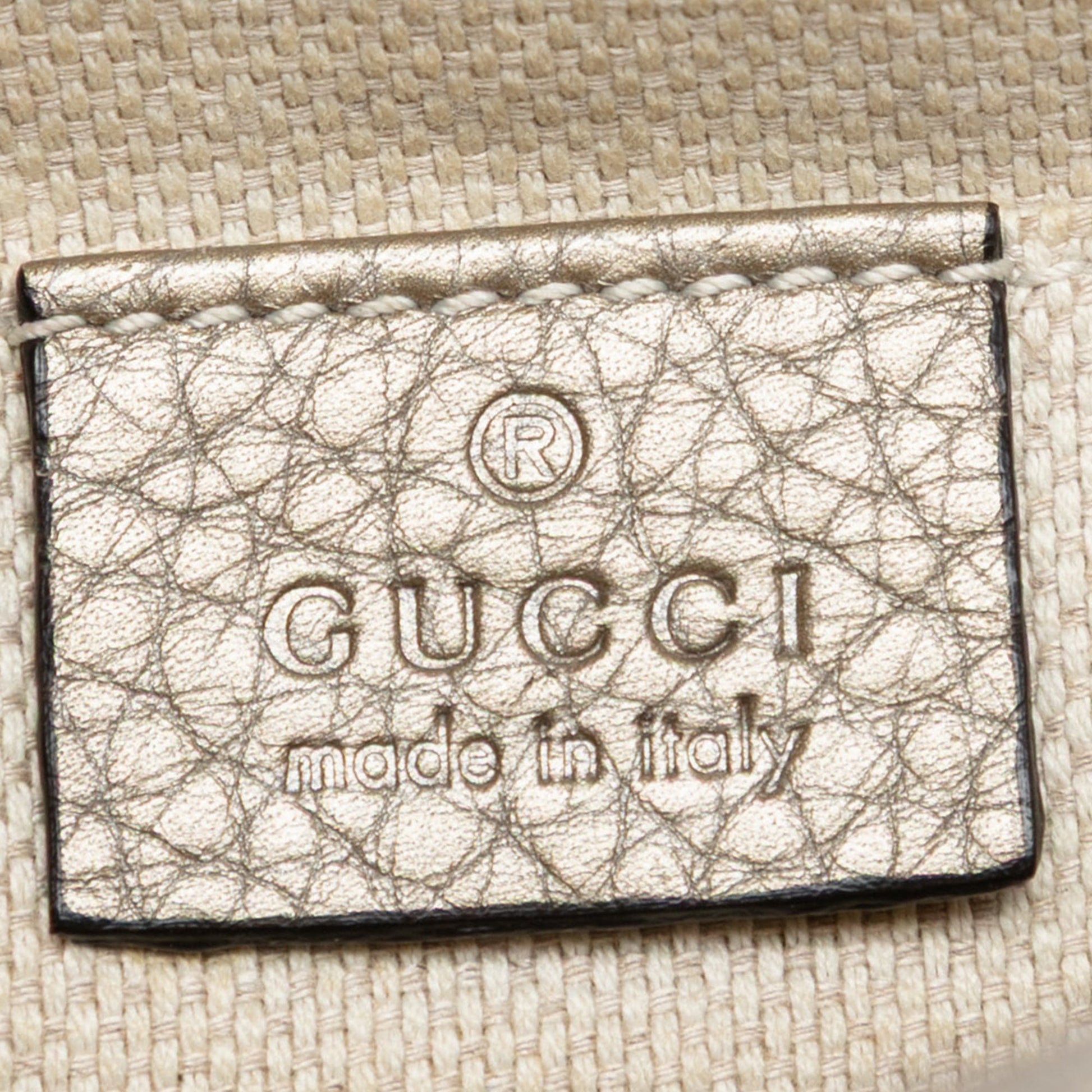 Gucci Mini Metallic Pebbled Calfskin Soho Chain Crossbody