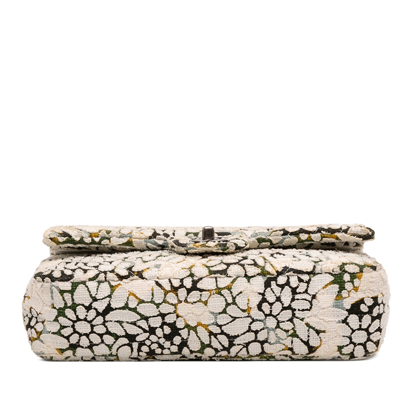 Chanel Medium Classic Chevron Tweed Floral Double Flap