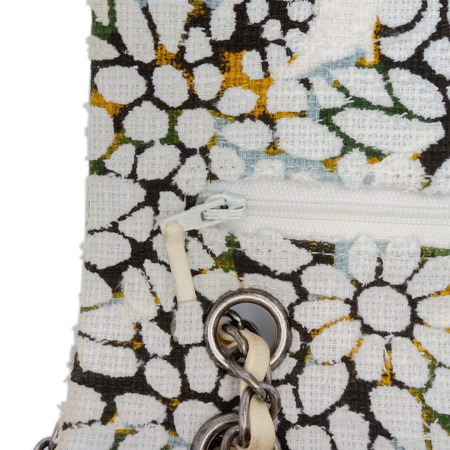 Chanel Medium Classic Chevron Tweed Floral Double Flap