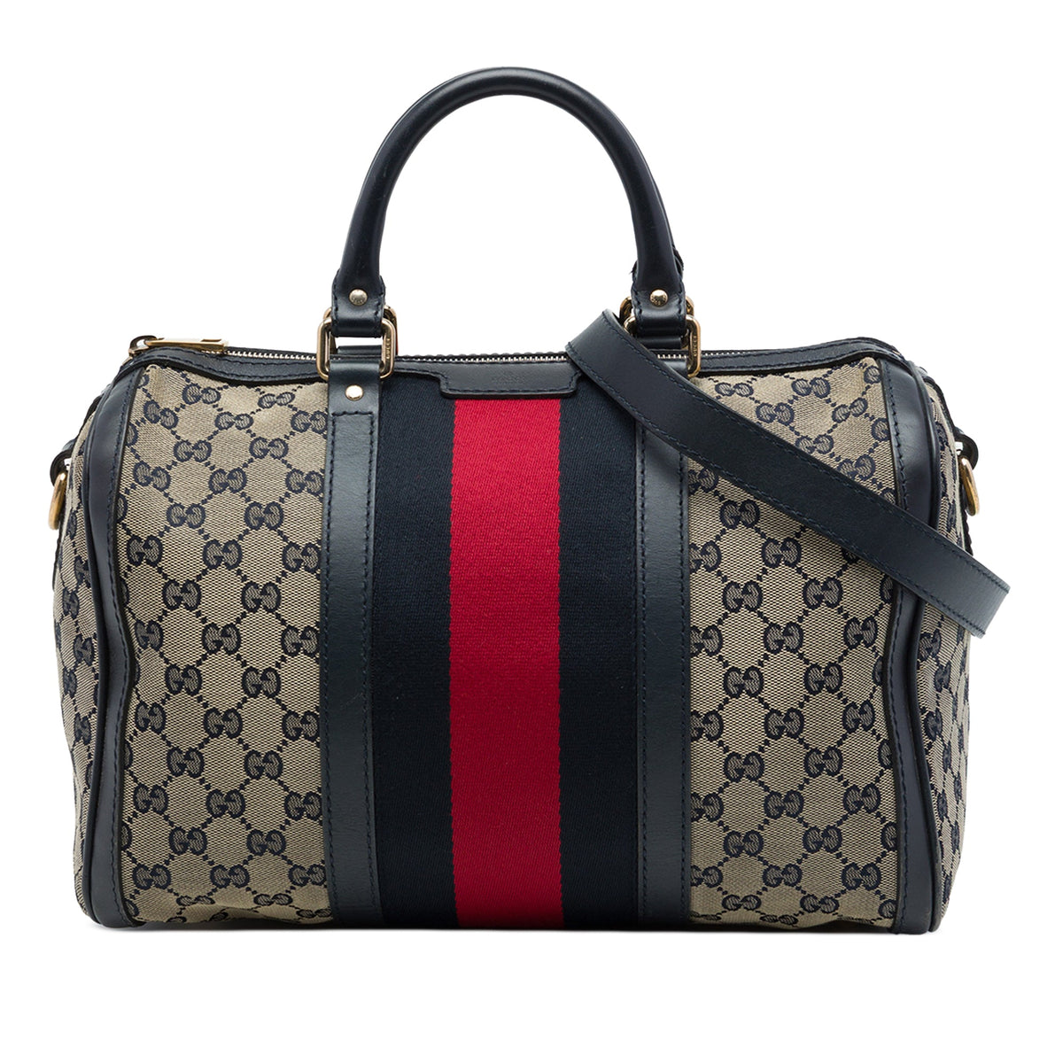 Gucci Medium GG Canvas Web Joy Boston Bag — Beige