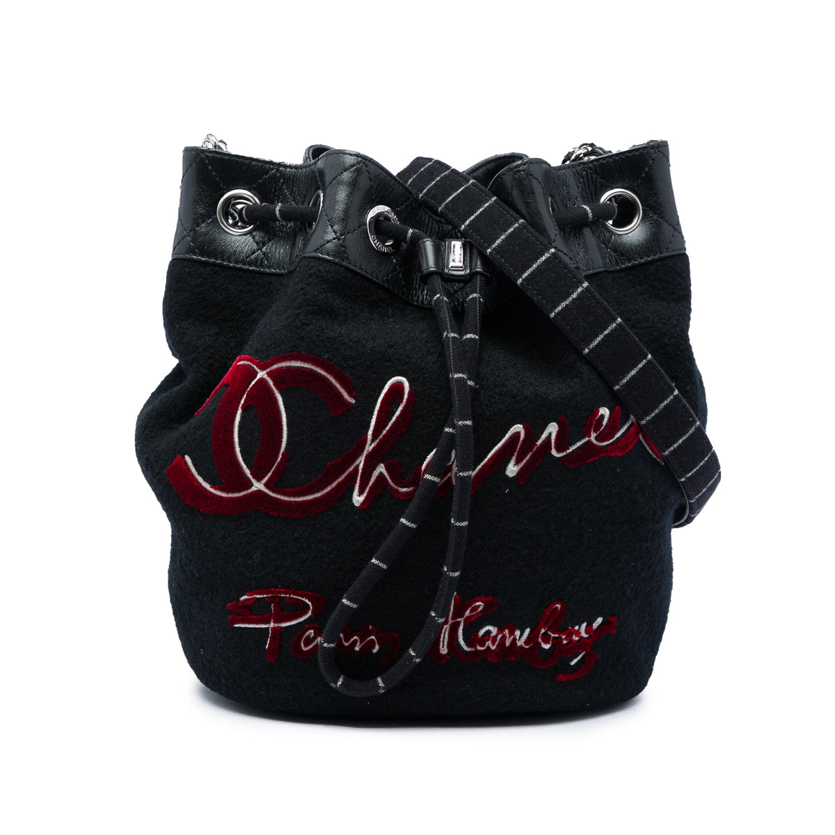 Chanel Paris Hamburg Wool Bucket Bag — Black