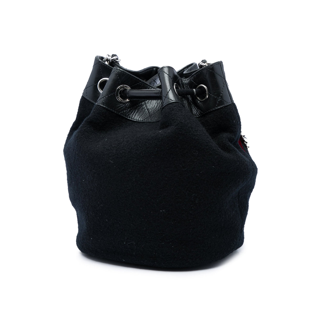 Chanel Paris Hamburg Wool Bucket Bag — Black