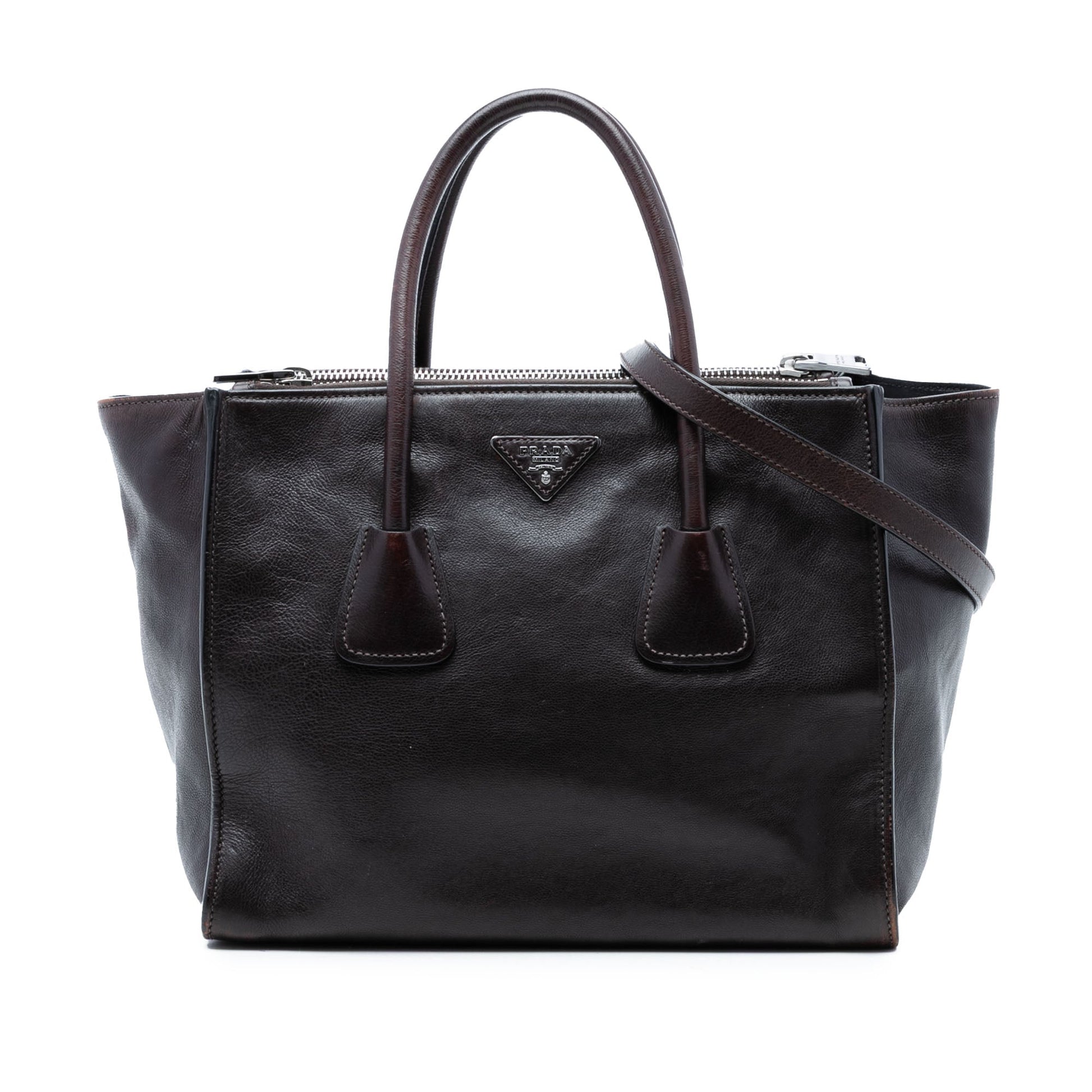 Prada Glace Calf Twin Pocket Double Handle Satchel