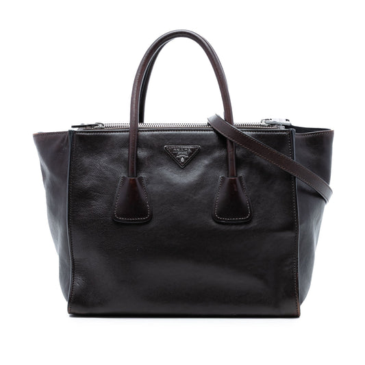 Prada Glace Calf Twin Pocket Double Handle Satchel