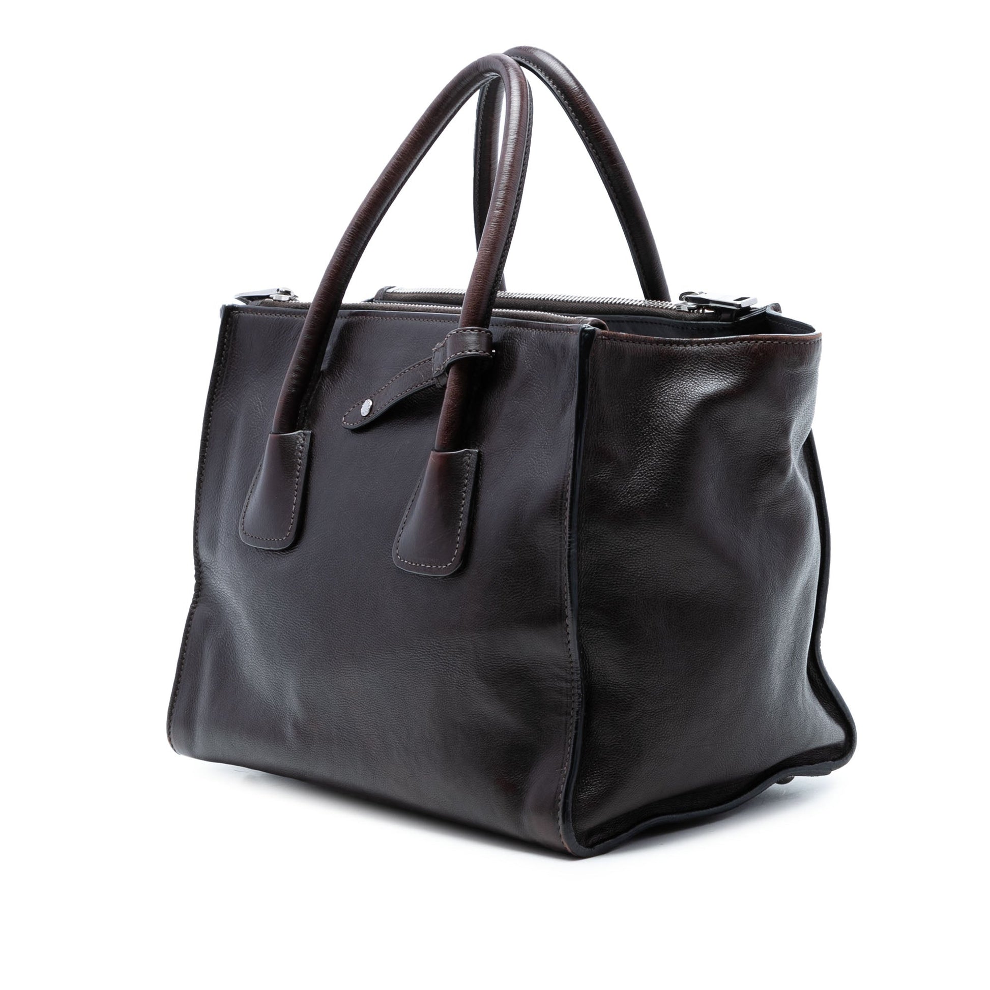 Prada Glace Calf Twin Pocket Double Handle Satchel