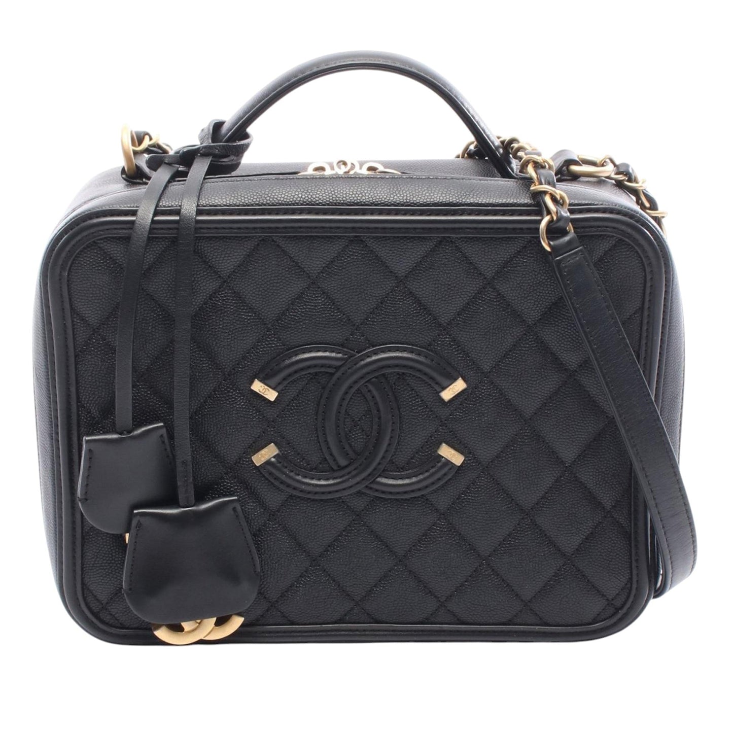 Chanel CC Caviar Filigree Quilted Vanity Bag