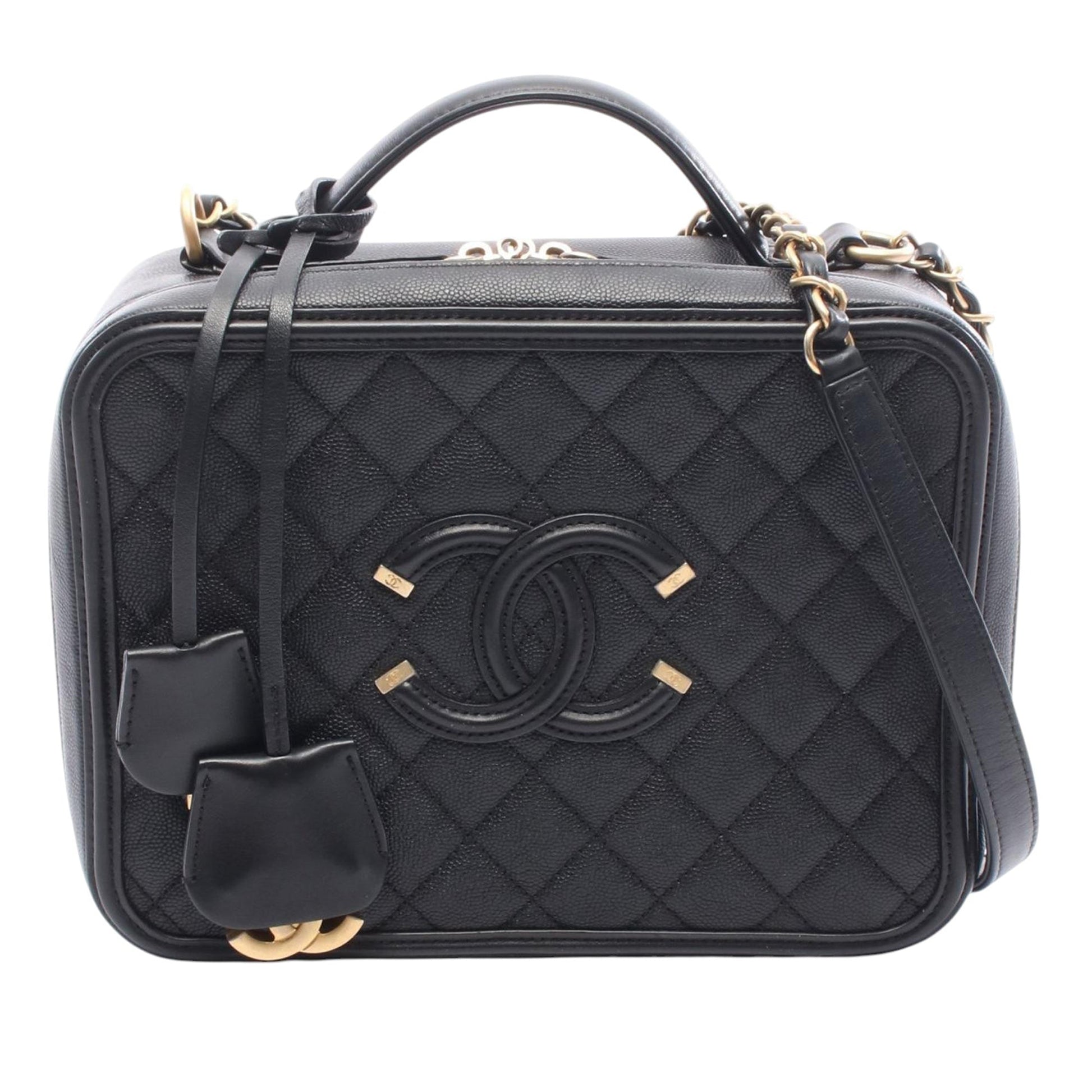 Chanel CC Caviar Filigree Quilted Vanity Bag