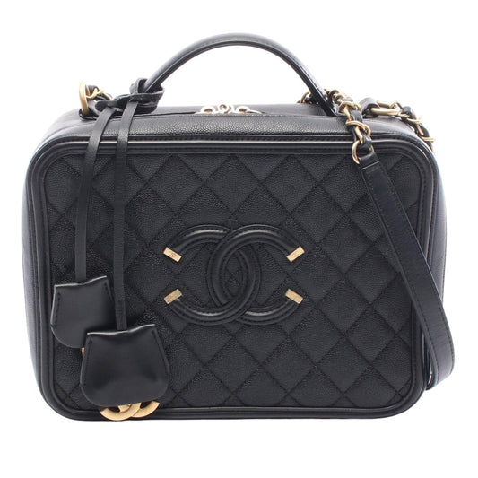 Chanel CC Caviar Filigree Quilted Vanity Bag
