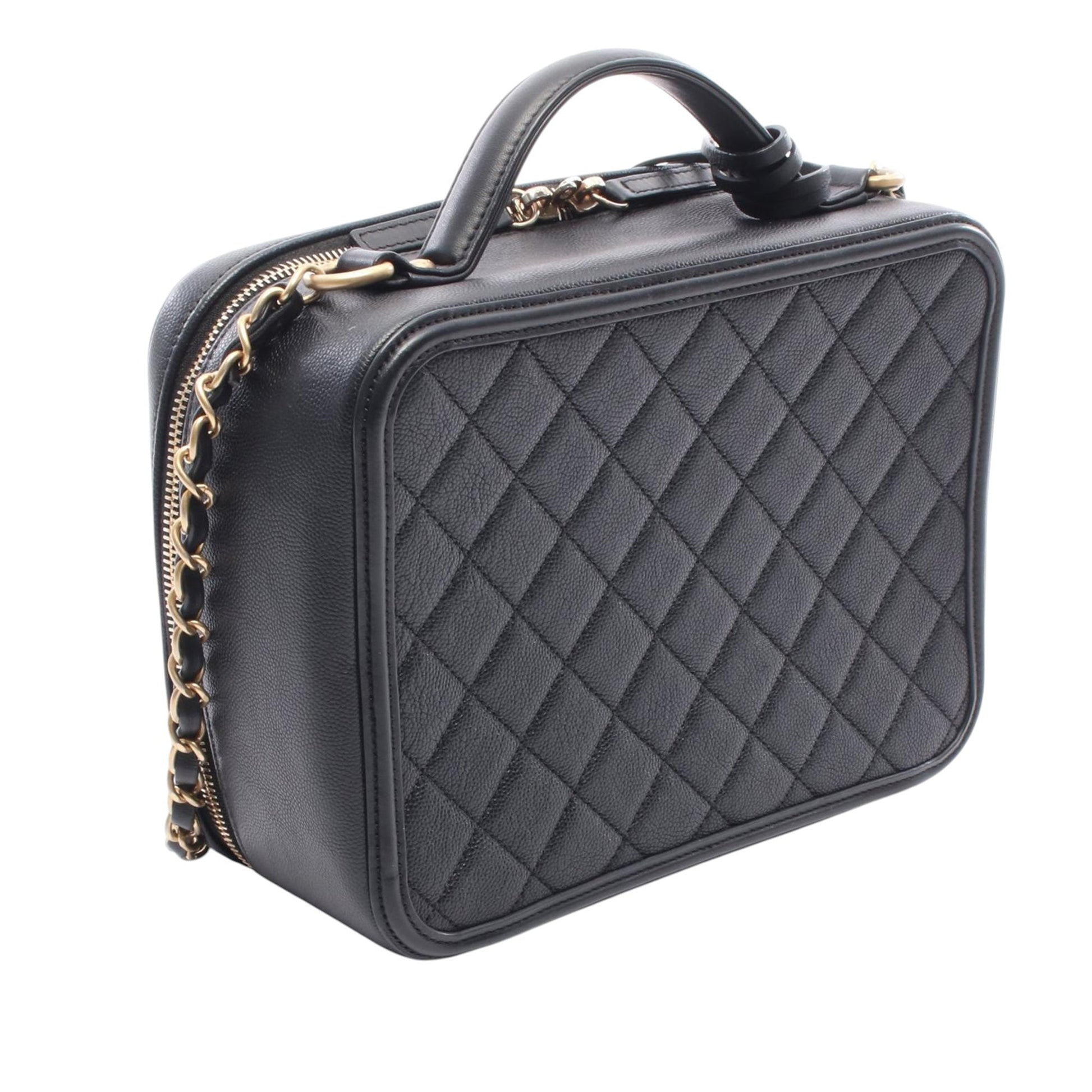 Chanel CC Caviar Filigree Quilted Vanity Bag