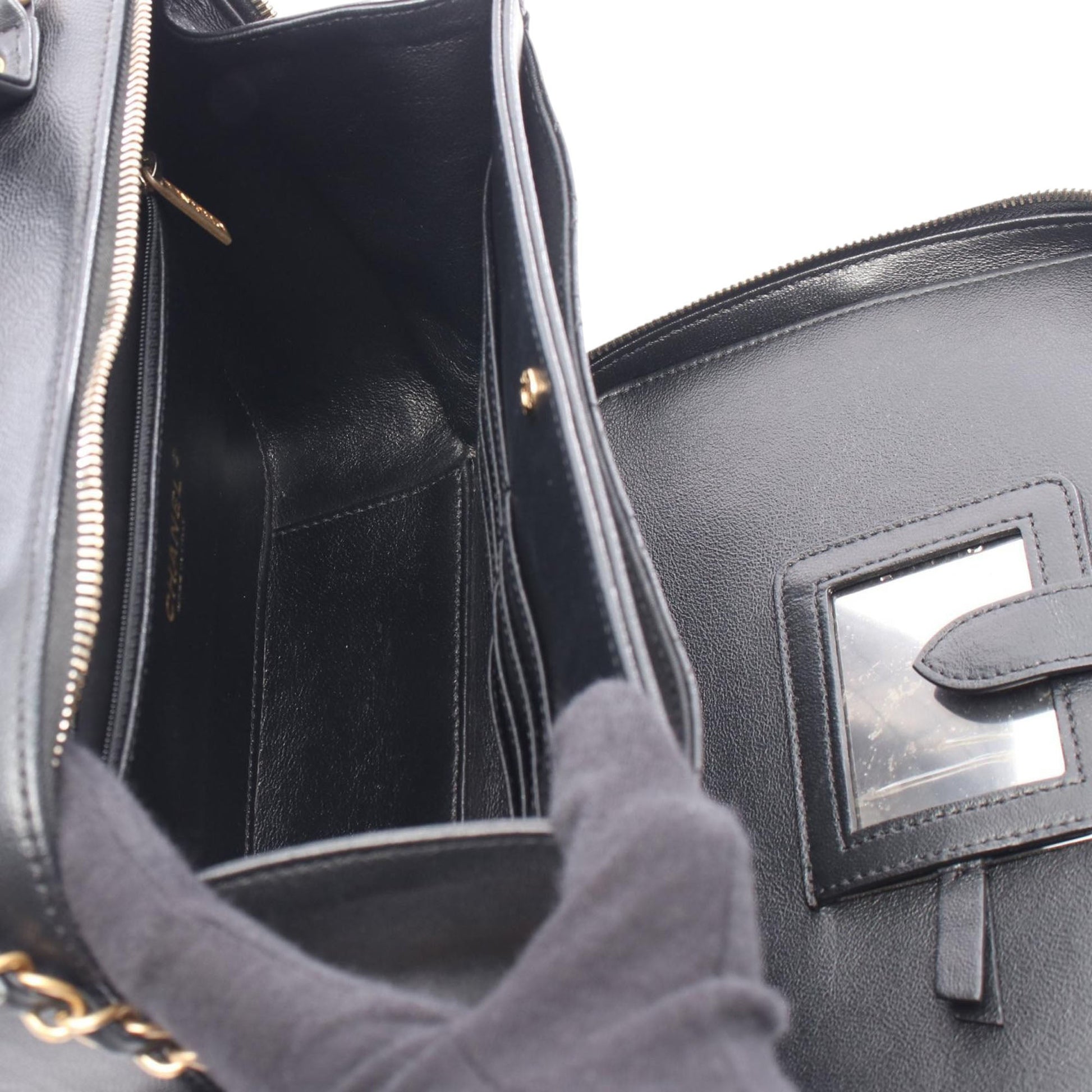 Chanel CC Caviar Filigree Quilted Vanity Bag