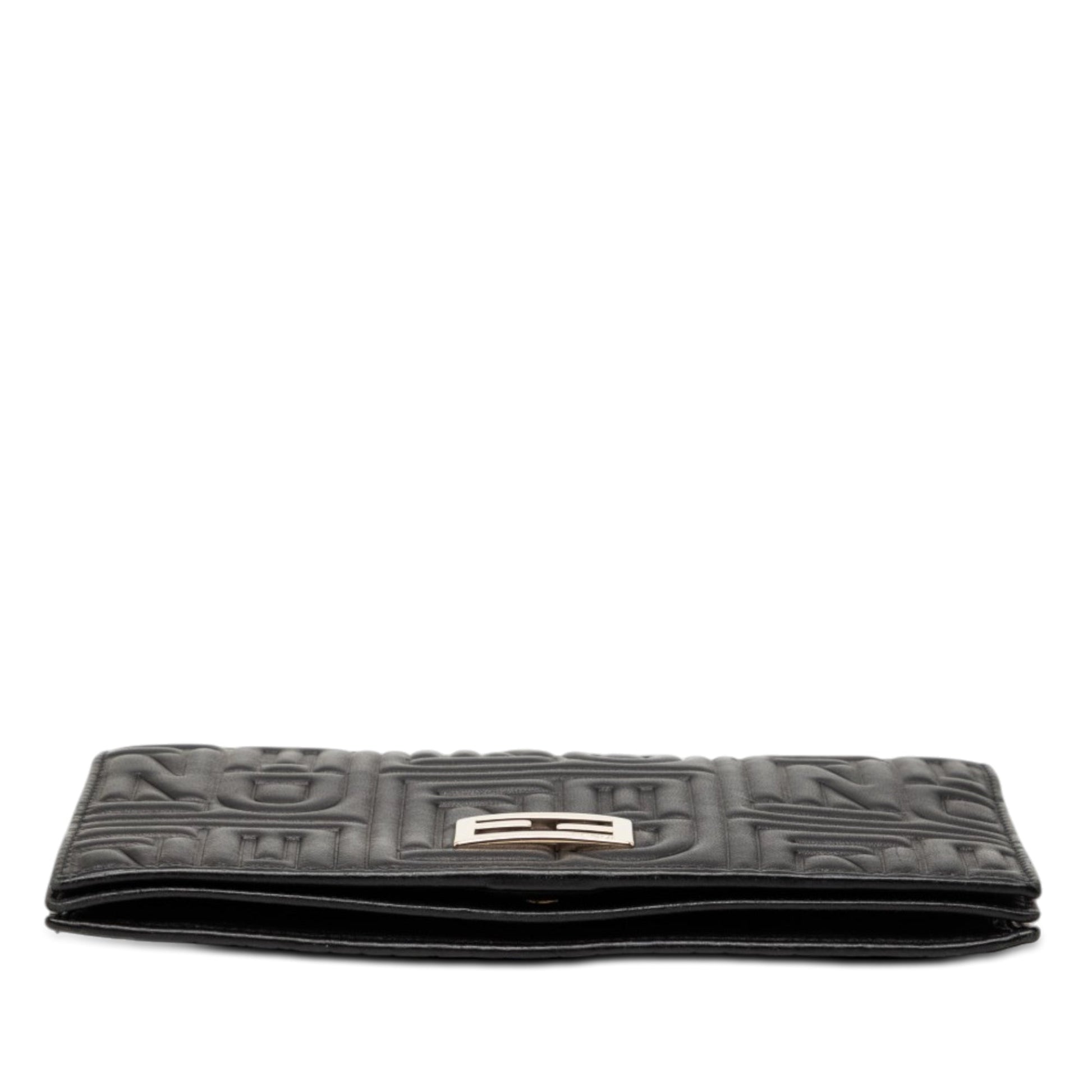 Fendi Embossed Nappa Logo Chain Clutch