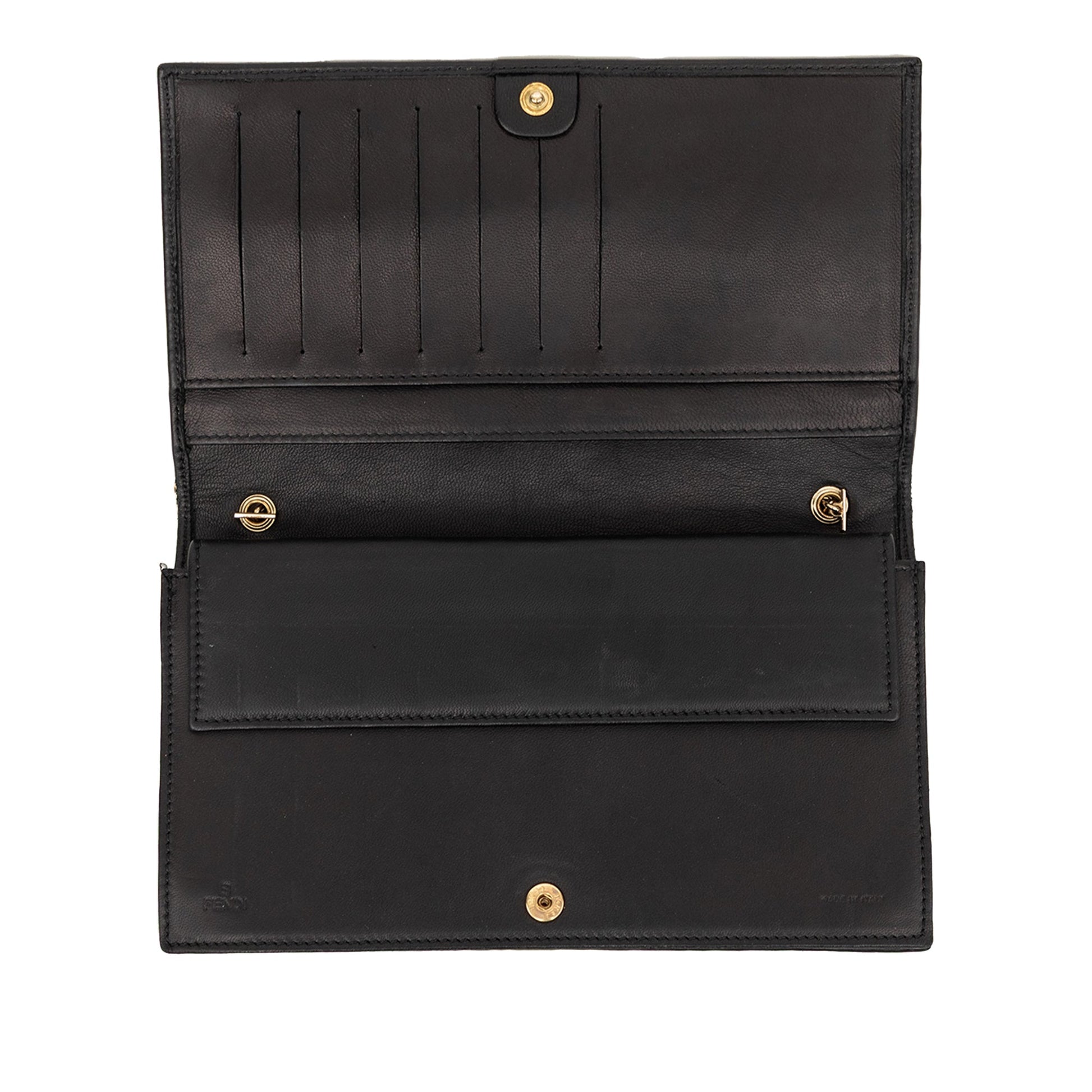 Fendi Embossed Nappa Logo Chain Clutch