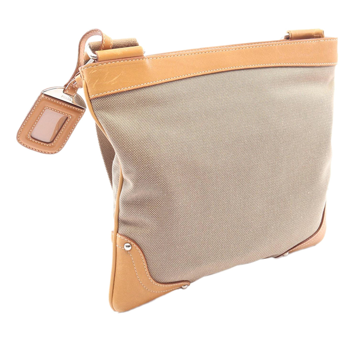 Prada Canvas Canapa Logo Crossbody — Beige
