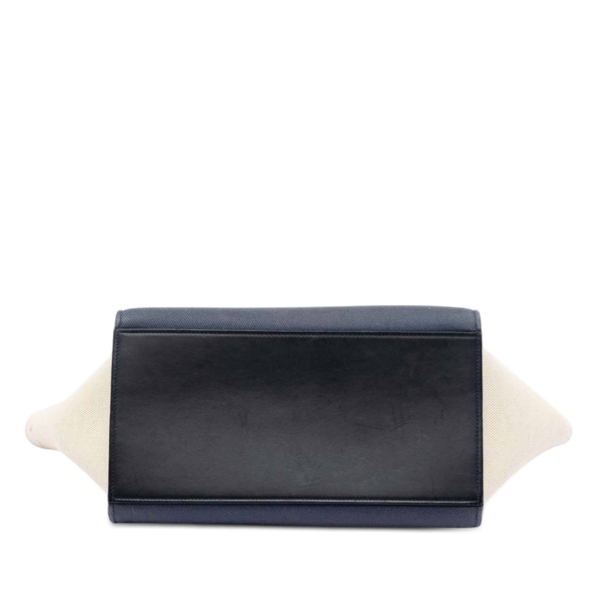 Celine Small Tricolor Canvas and Calfskin Trapeze Satchel