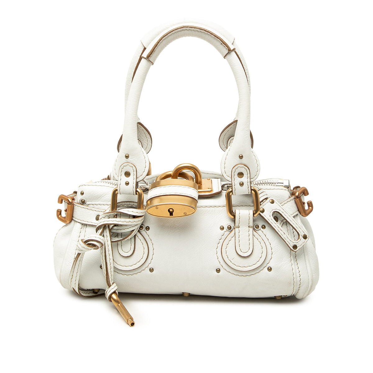Chloé Mini Leather Paddington Handbag — White