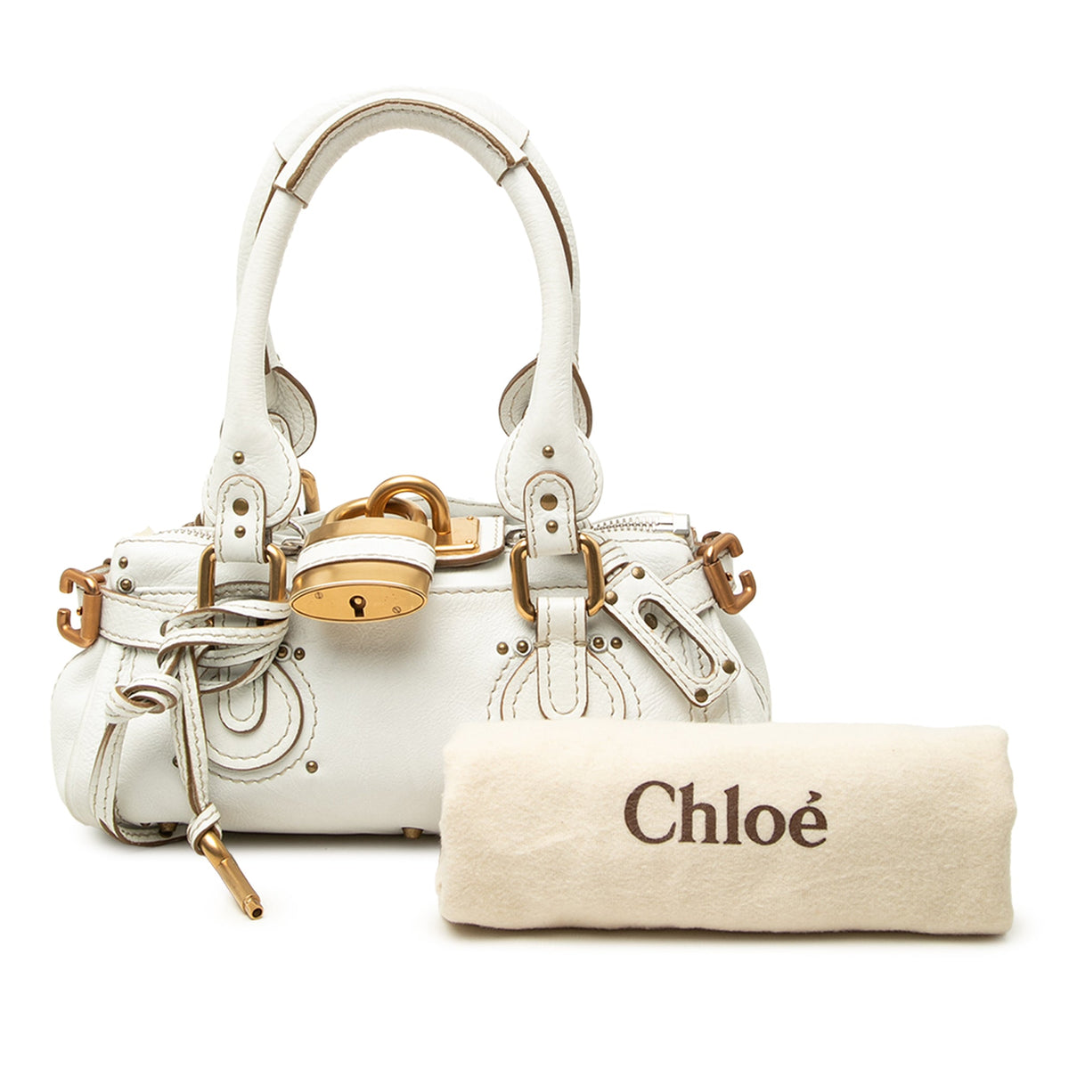 Chloé Mini Leather Paddington Handbag — White