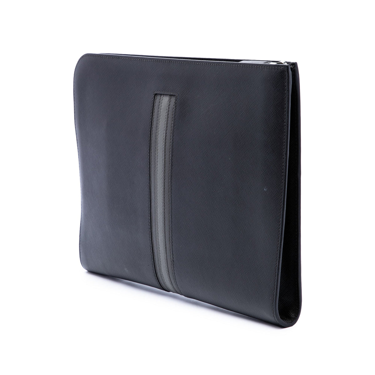 Prada Saffiano Zip Around Portfolio — Black