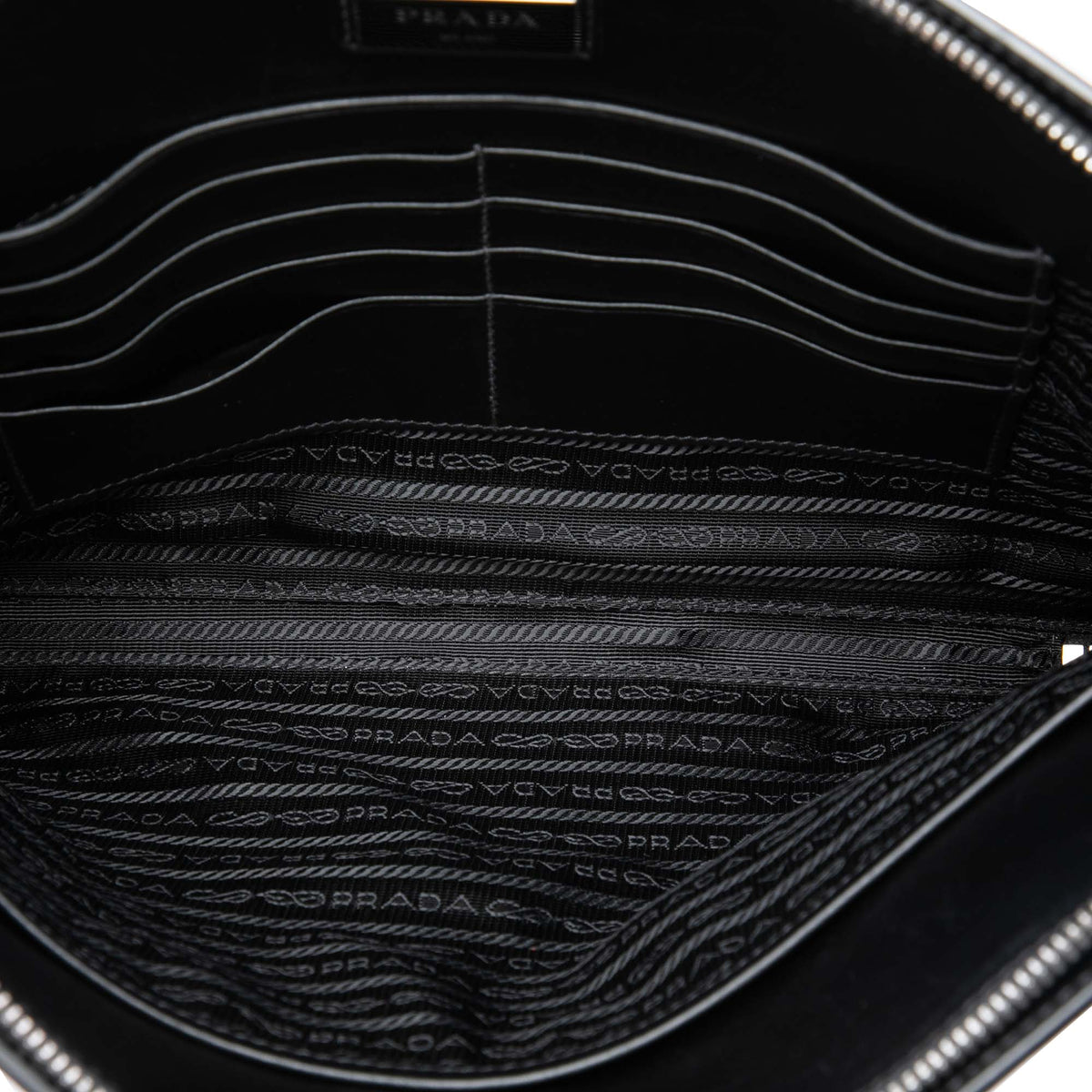 Prada Saffiano Zip Around Portfolio — Black