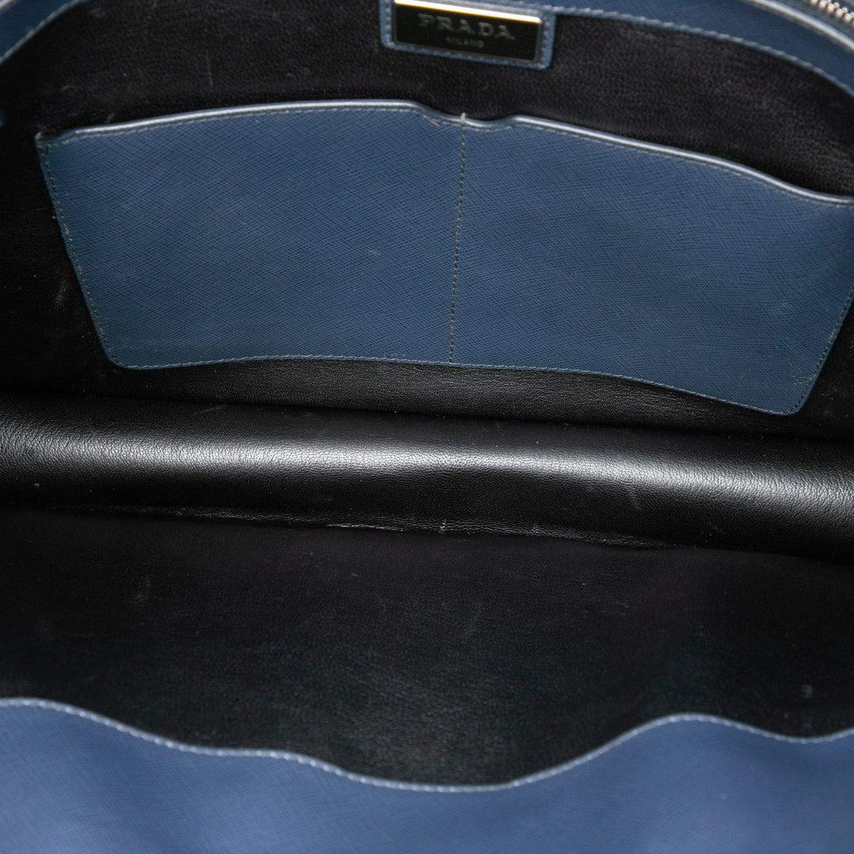 Prada Saffiano Business Bag — Blue