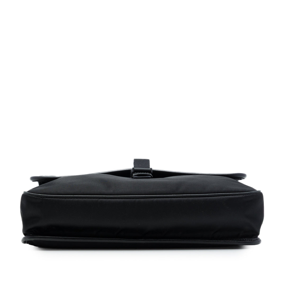 Prada Saffiano Trimmed Tessuto Buckle Messenger Bag — Black