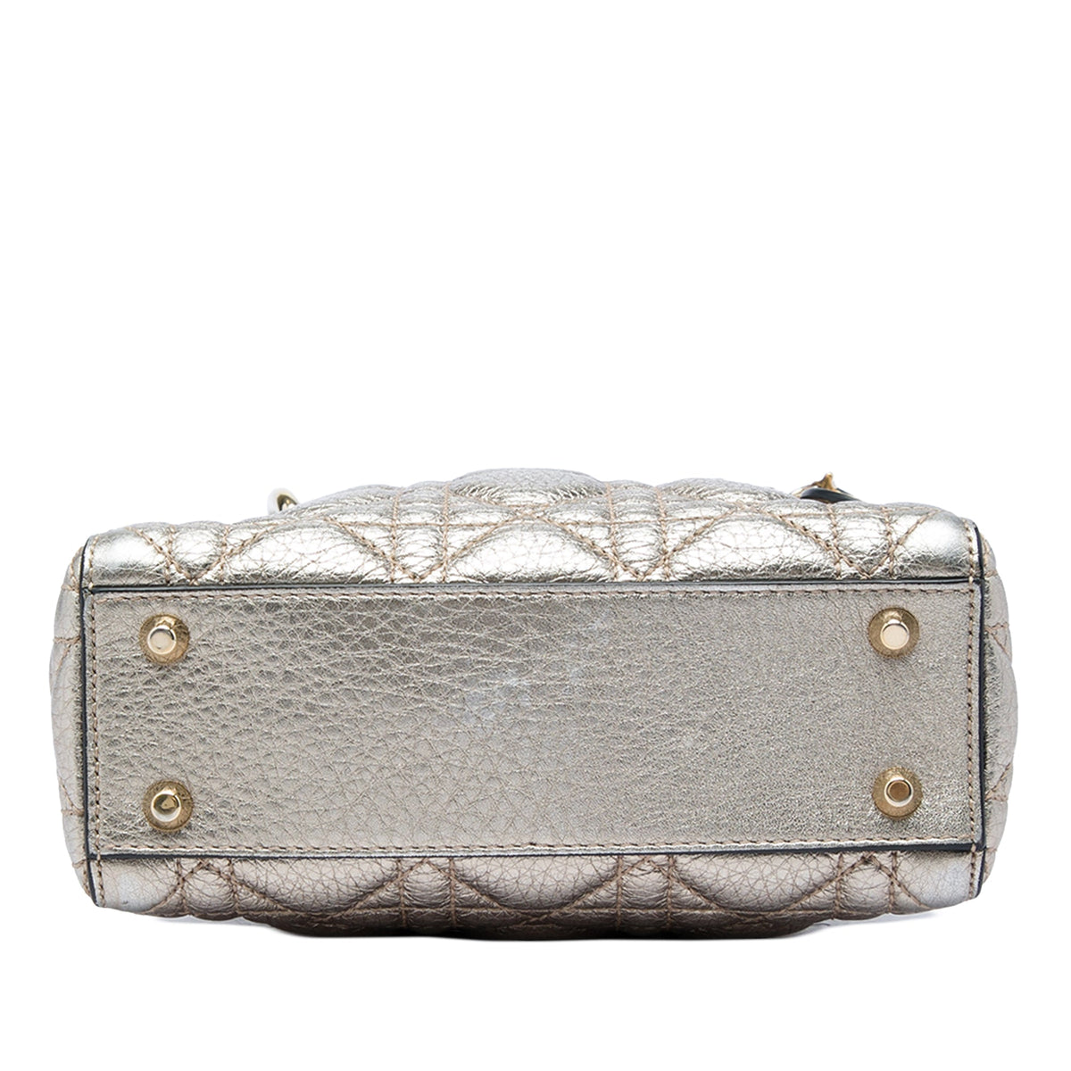 Dior Mini Metallic Crinkled Lambskin Cannage Lady Dior — Silver