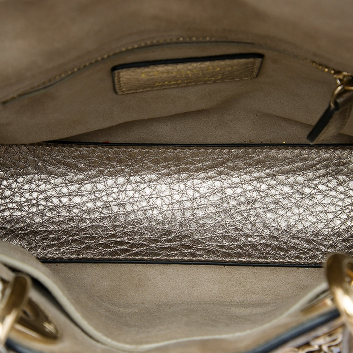 Dior Mini Metallic Crinkled Lambskin Cannage Lady Dior — Silver