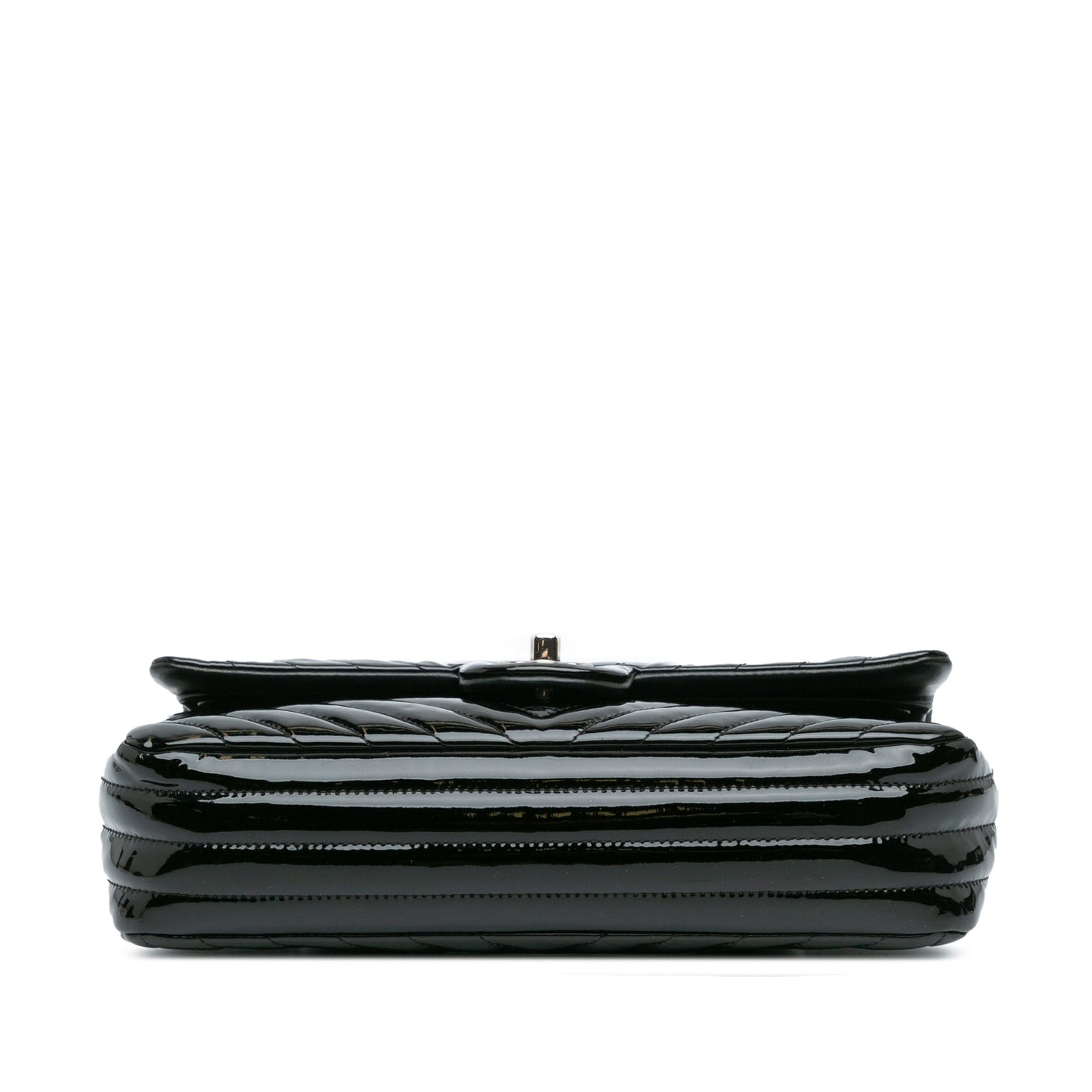 Chanel Medium Classic Chevron Patent Double Flap