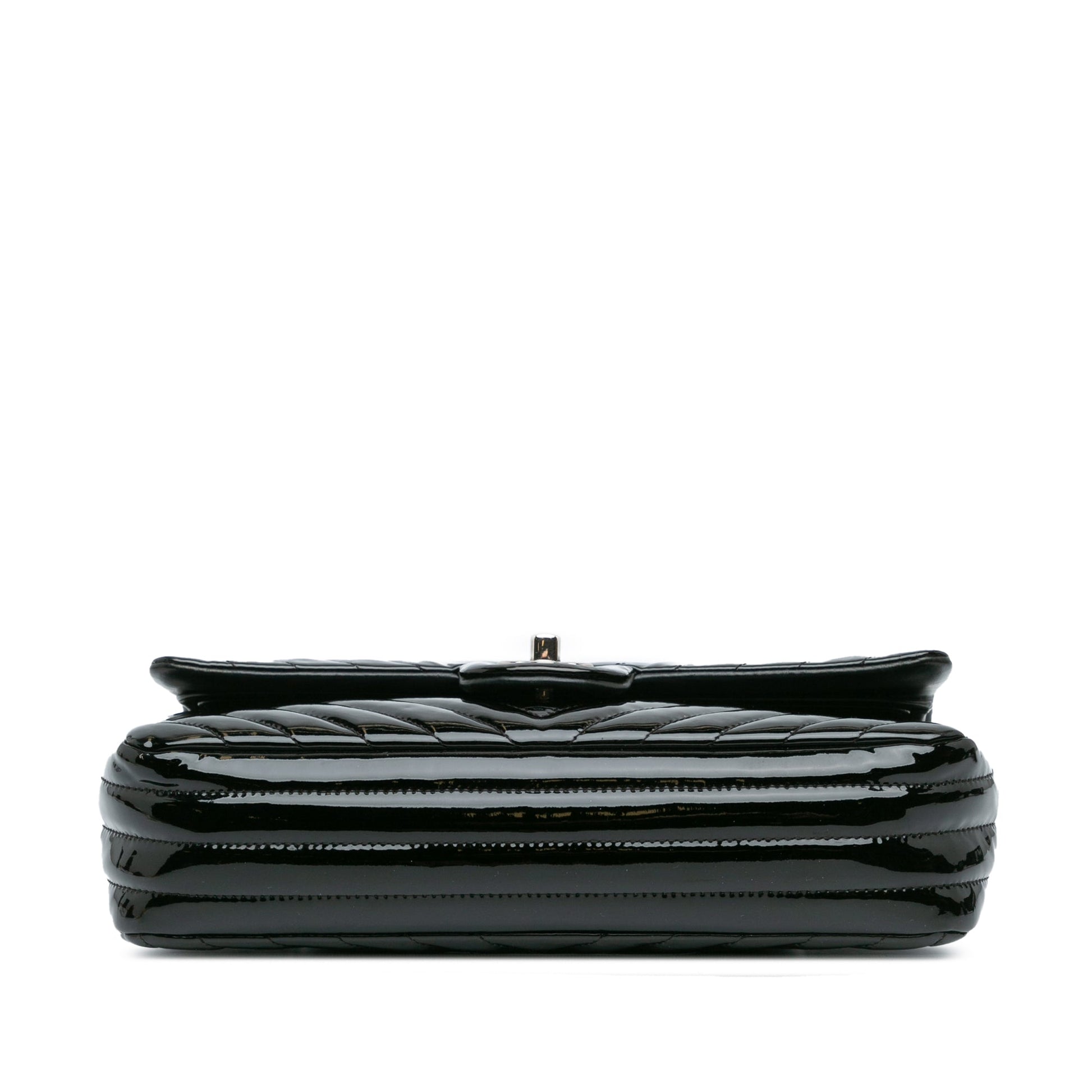 Chanel Medium Classic Chevron Patent Double Flap
