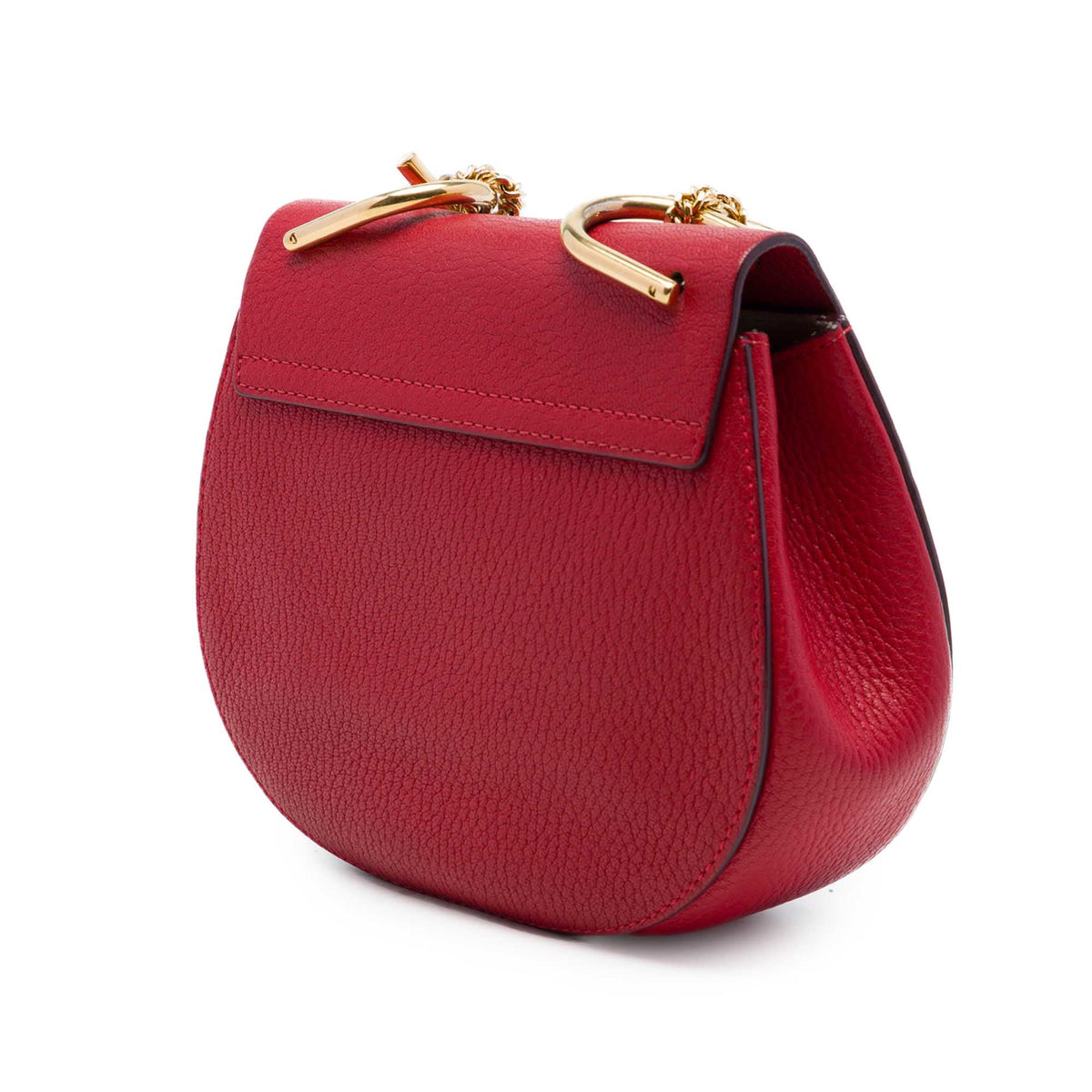 Chloé Mini Leather Drew Crossbody — Red